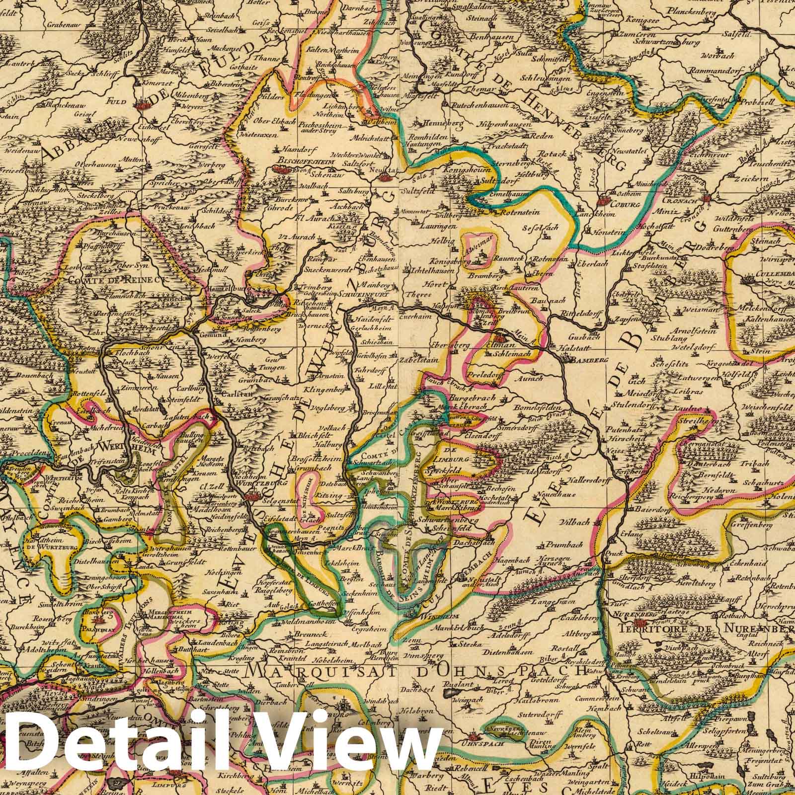 Franconia, Germany 1708 Historical Map Print - Atlas Nouveau Reproduction