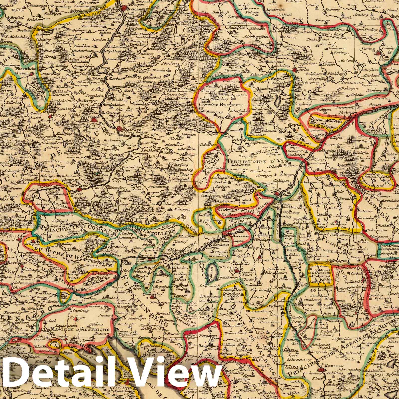 Historic Map : Swabia , GermanyLe Cercle de Souabe. 1708 , Vintage Wall Art