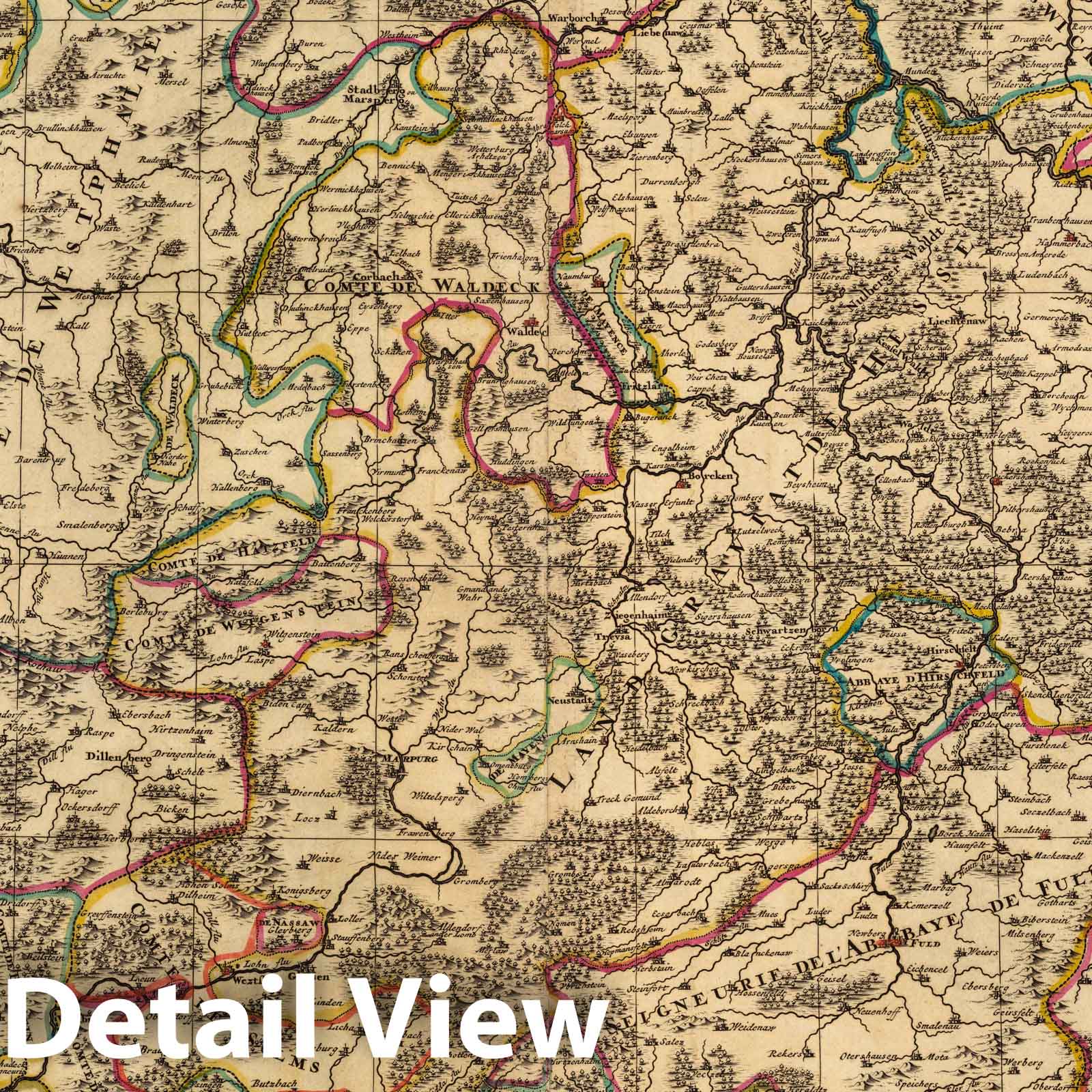 Upper Rhine Region, France 1708 Historical Map Print