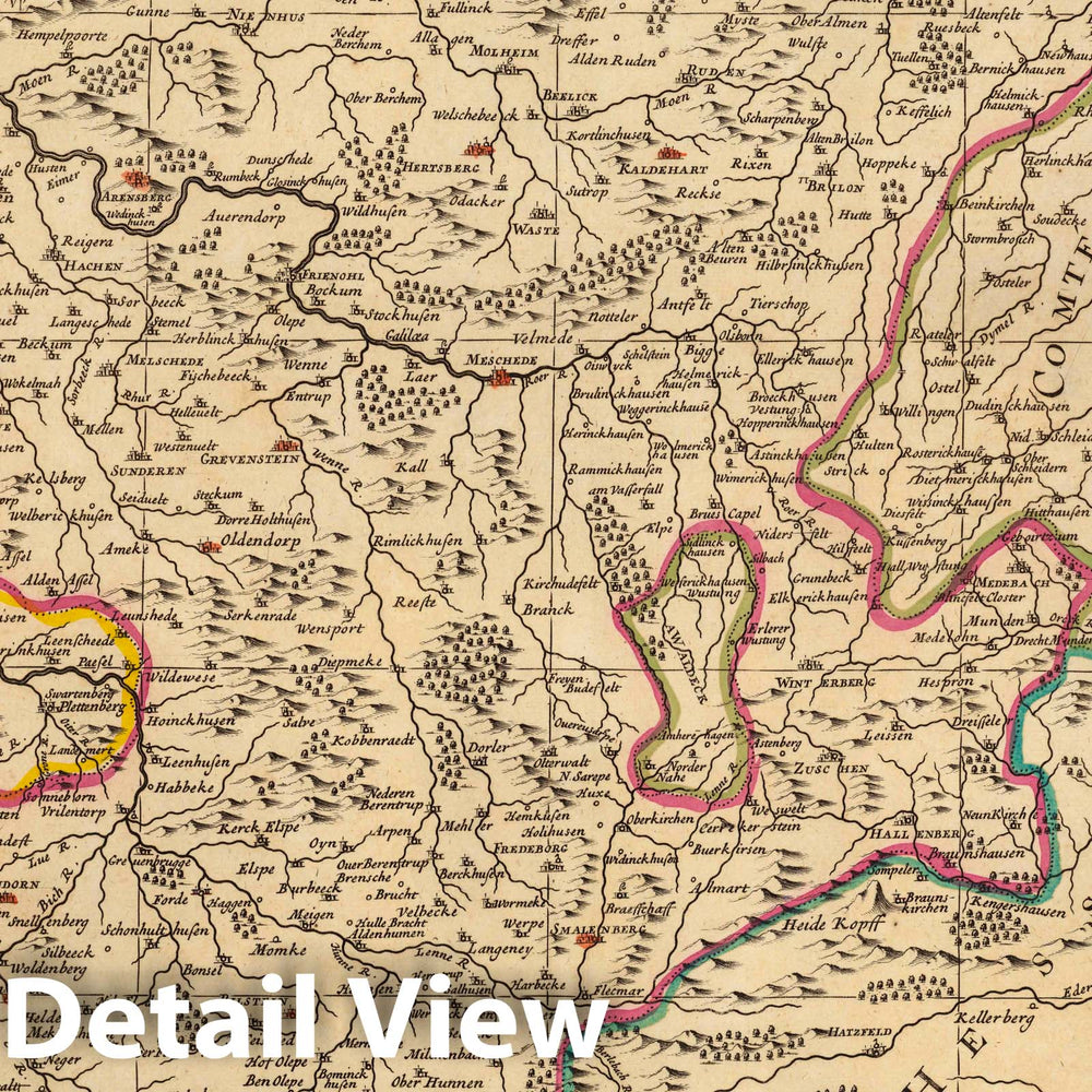 Historic Map : Westphalia , GermanyLe Duche de Westphalie. 1708 , Vintage Wall Art