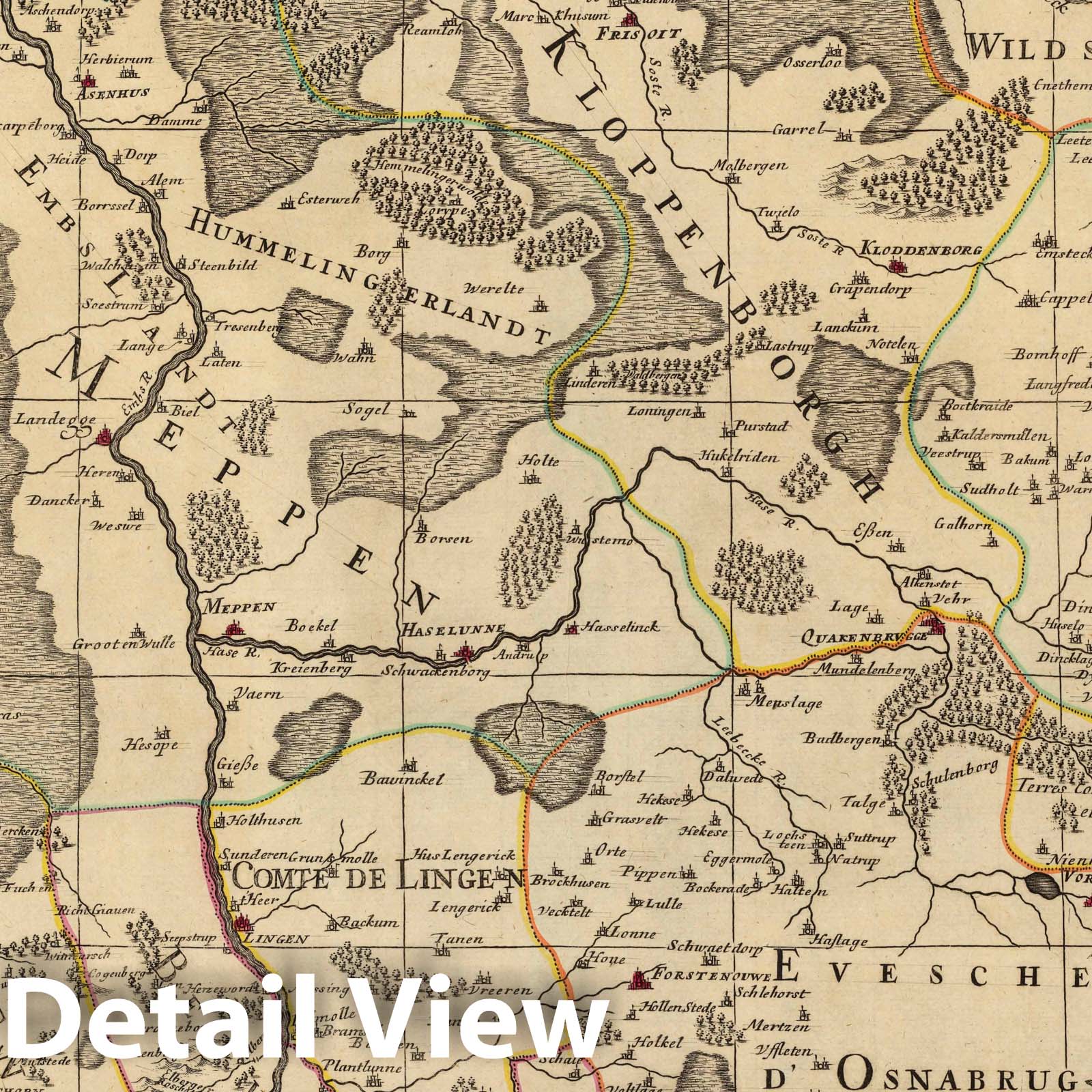 Munster, Lower Part, 1708 - Historical Map Print