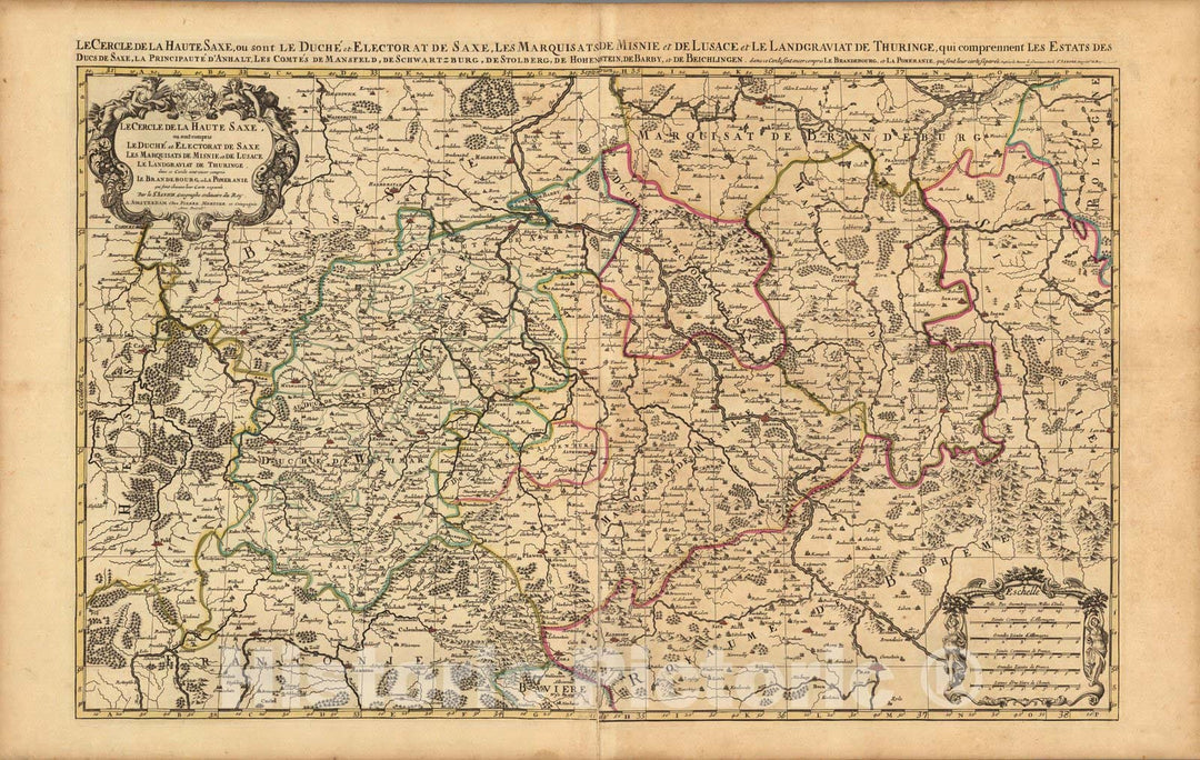 Historic Map : Saxe , GermanyLe Cercle de la Haute Saxe. 1708 , Vintage Wall Art