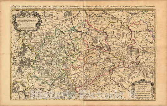 Historic Map : Saxe , GermanyLe Cercle de la Haute Saxe. 1708 , Vintage Wall Art