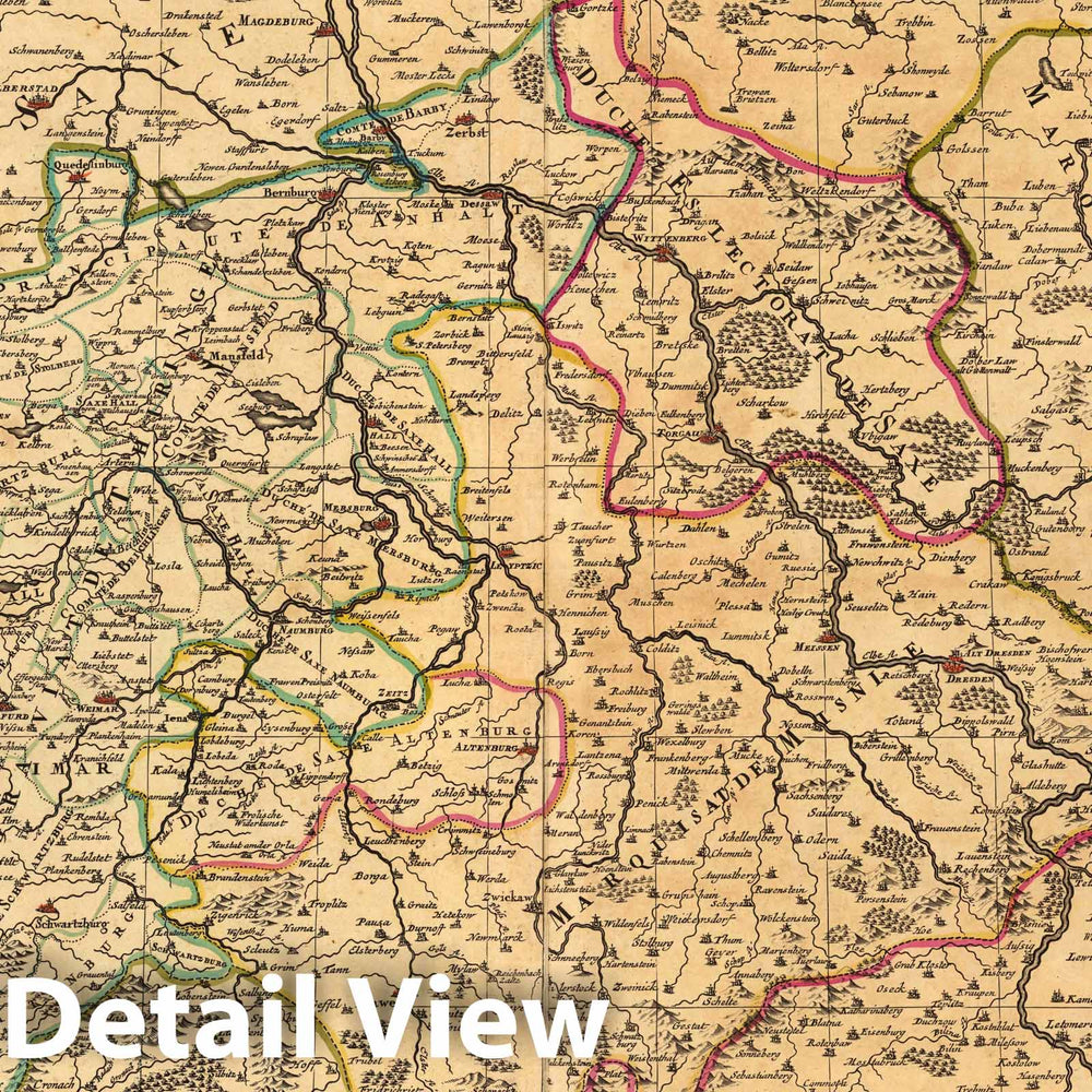 Historic Map : Saxe , GermanyLe Cercle de la Haute Saxe. 1708 , Vintage Wall Art