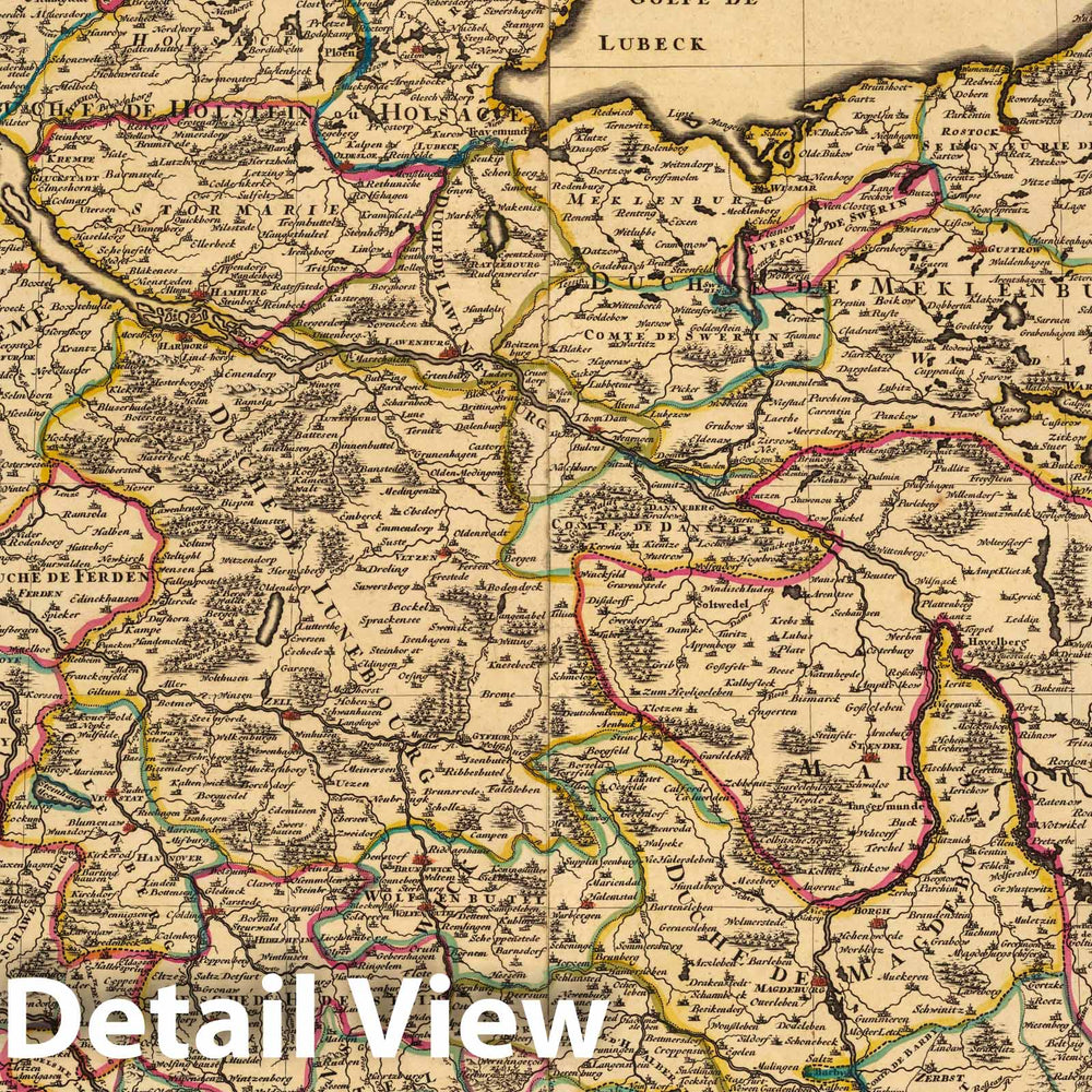 Historic Wall Map : Saxe , GermanyLe Cercle de la Basse Saxe. 1708 , Vintage Wall Art