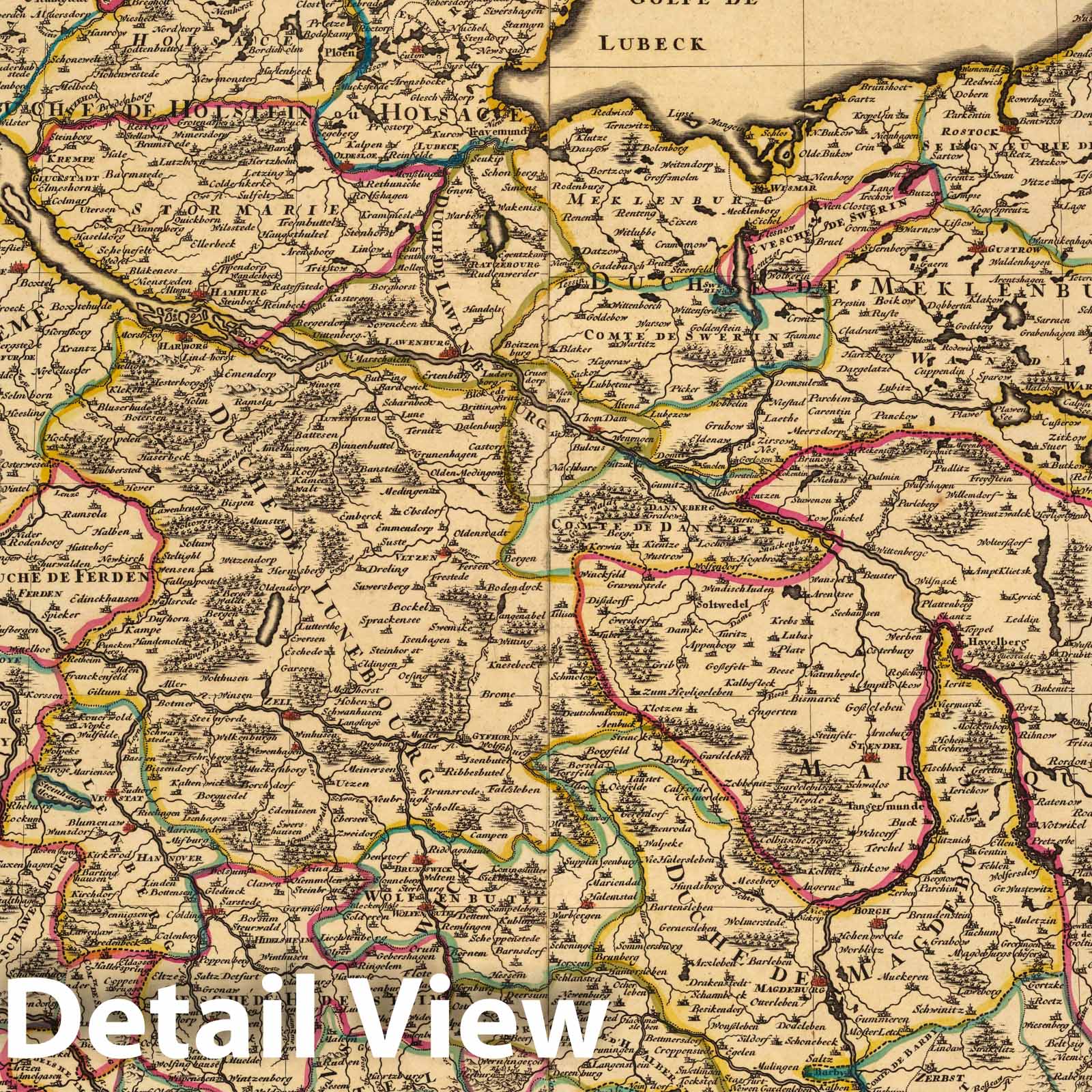 Lower Saxony, Germany 1708 Historical Map Print