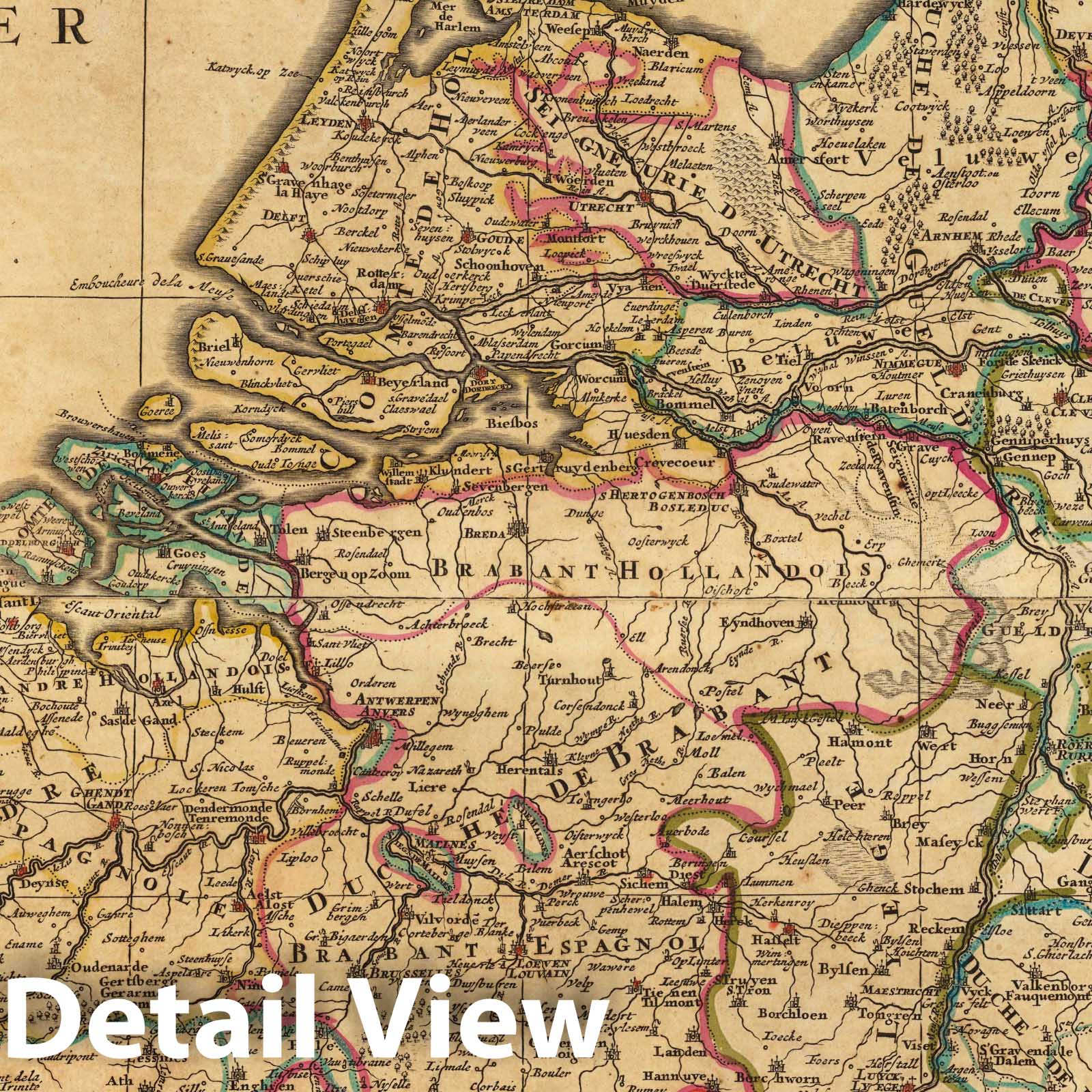 Netherlands and Belgium, Seventeen Provinces, 1708 - Historical Map Print
