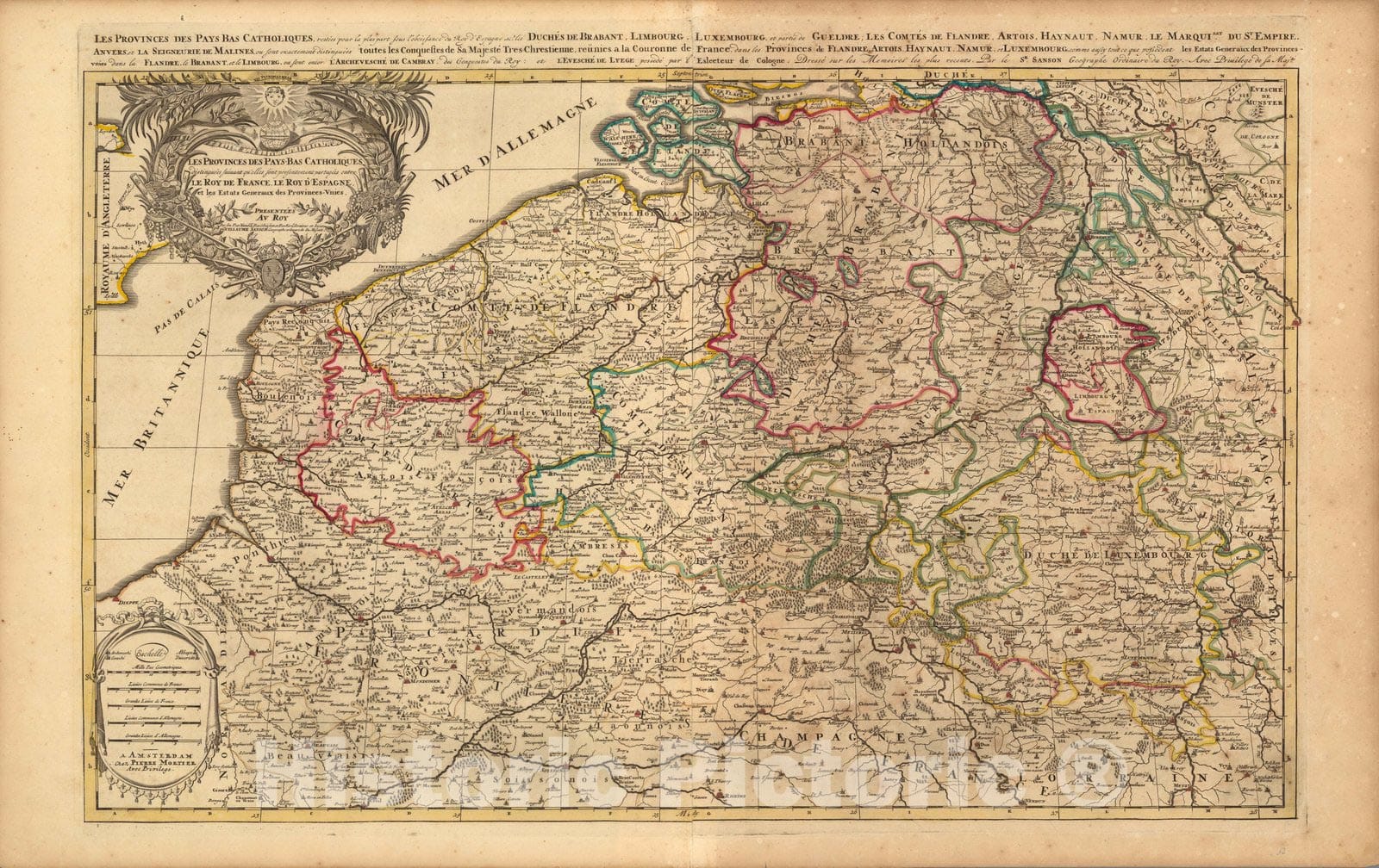 Historic Map : Belgium,Les Provinces des Pays-Bas Catholiques. 1708 , Vintage Wall Art