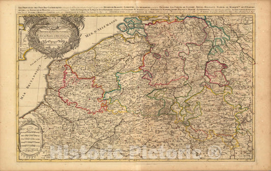 Historic Map : Belgium,Les Provinces des Pays-Bas Catholiques. 1708 , Vintage Wall Art