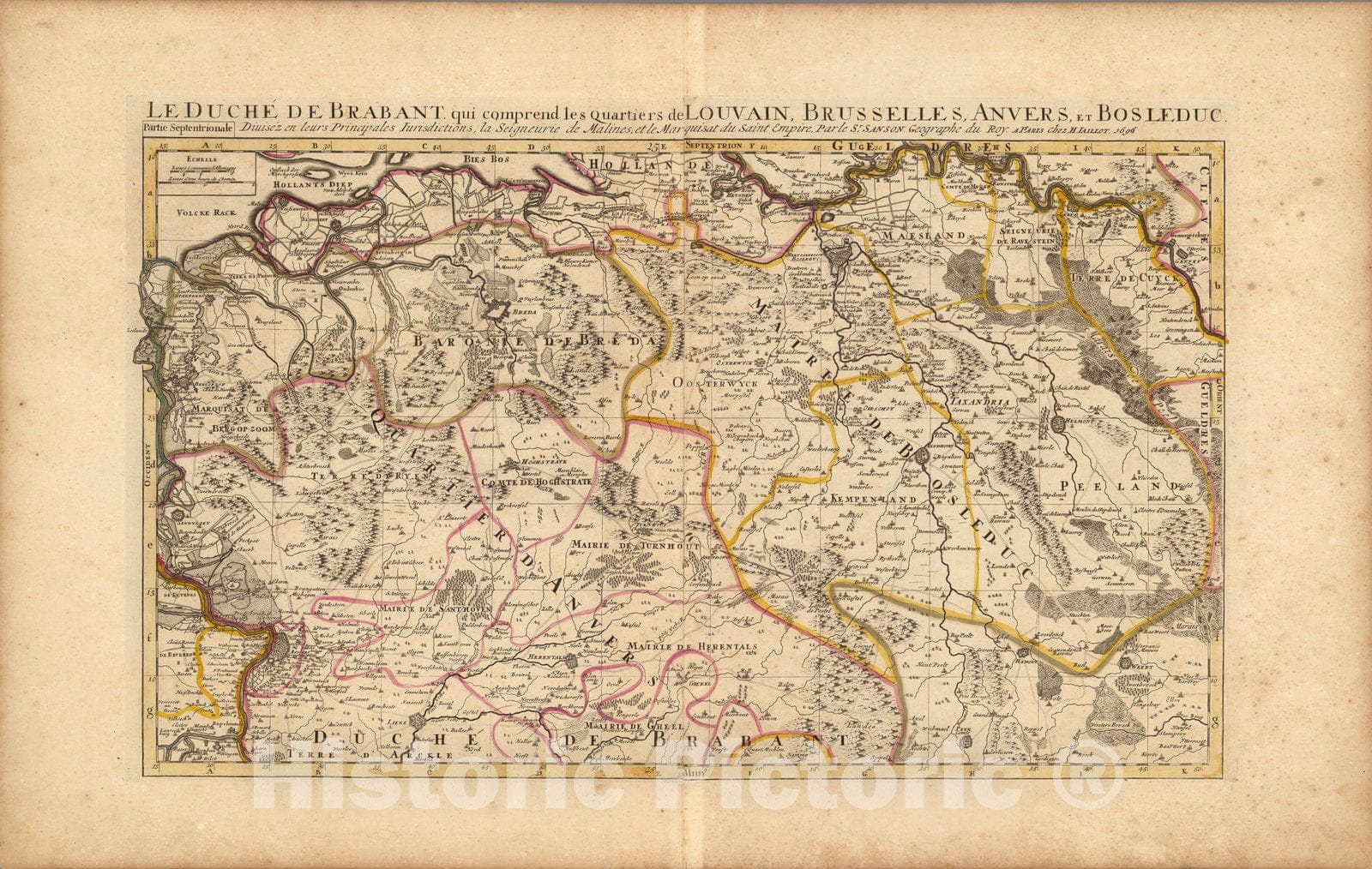 Historic Map : Duchy of Brabant (Belgium)Le Duche de Brabant. 1708 , Vintage Wall Art