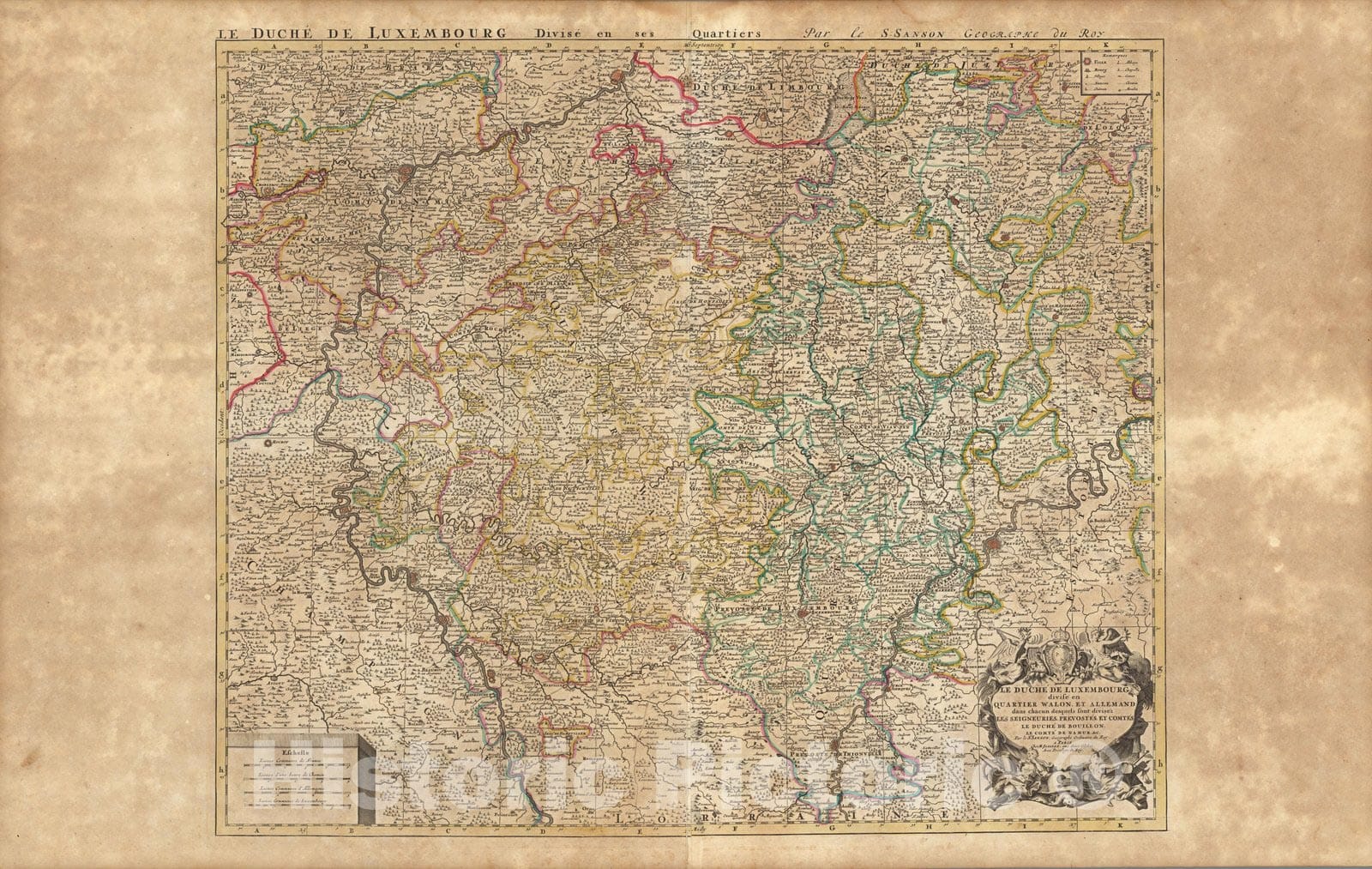 Historic Wall Map : Luxembourg,Le Duche de Luxembourg. 1708 , Vintage Wall Art