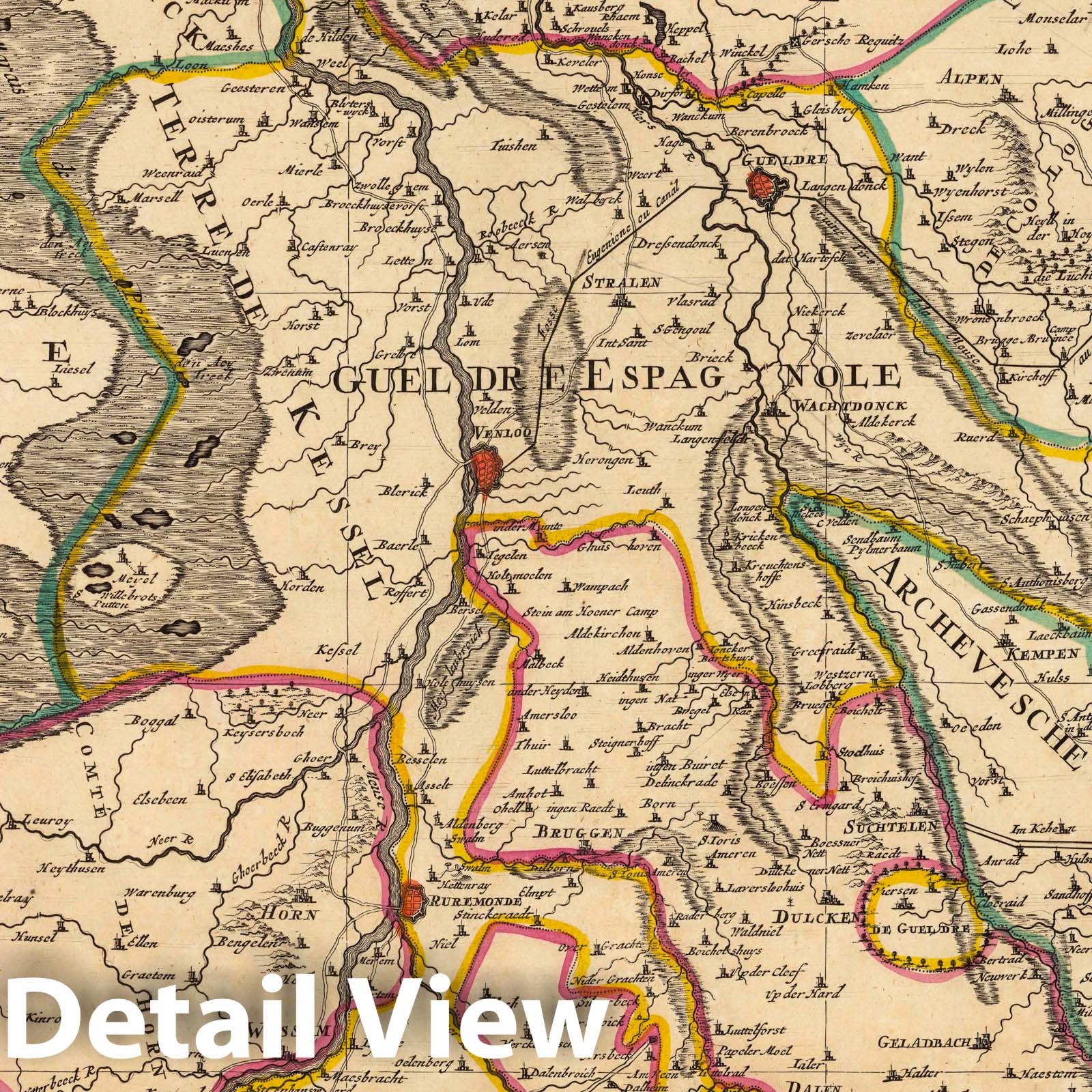Duchy of Guelders, Netherlands, 1708 - Historical Map Reproduction