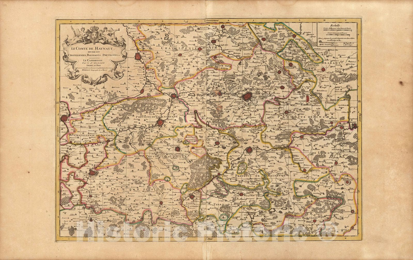 Historic Wall Map : Haynaut (Belgium)Le Comte de Haynaut. 1708 , Vintage Wall Art