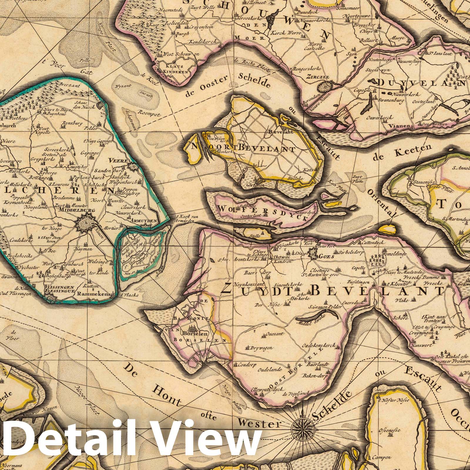 Zeeland, Netherlands 1708 Historical Map Print