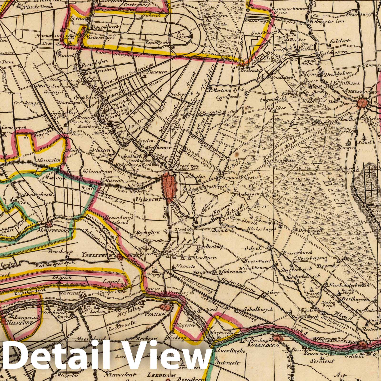 Utrecht, Netherlands, 1708 Historical Map Print