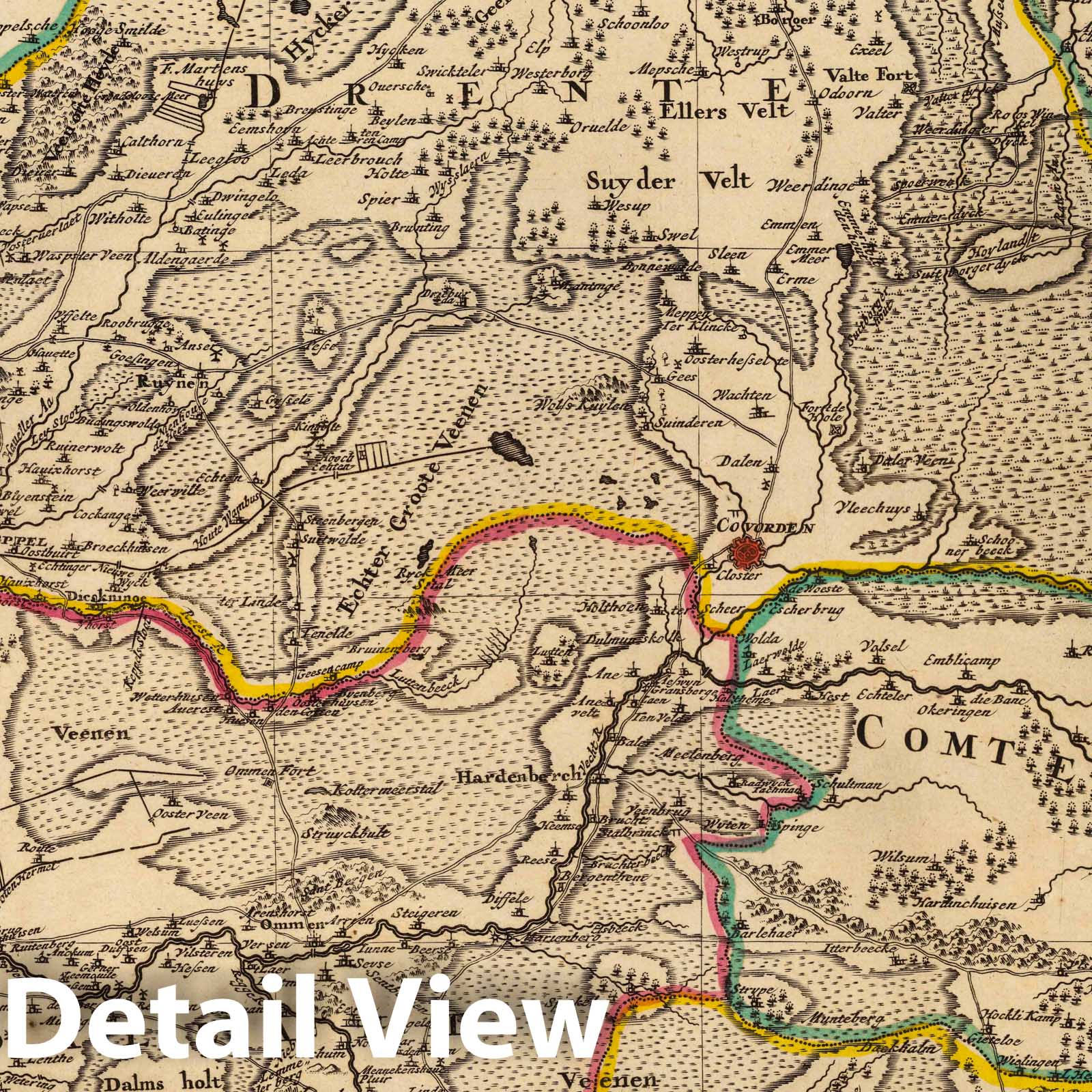 Overijssel, Netherlands 1708 Historical Map Print
