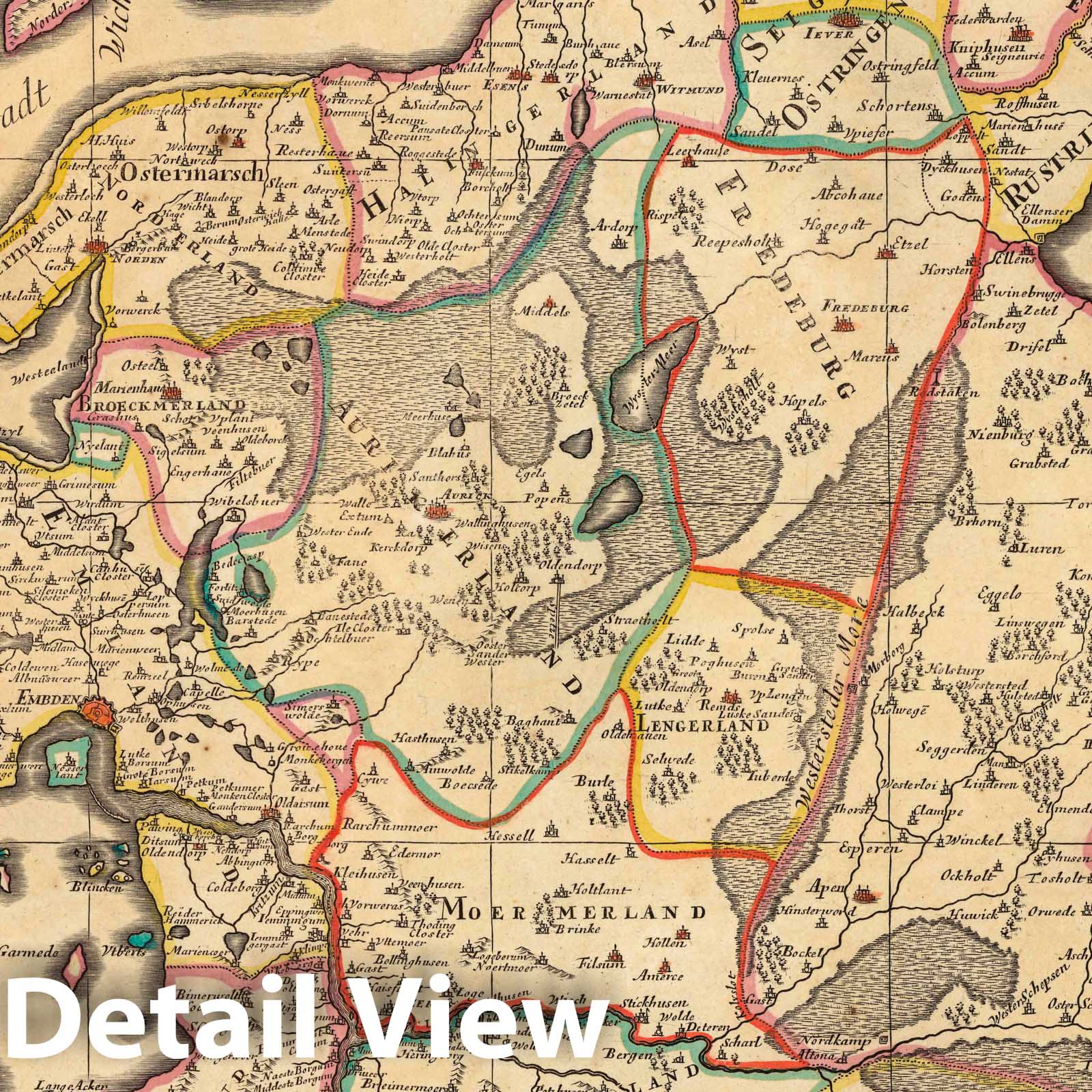 Oost-Frise, Netherlands 1708 Historical Map Print