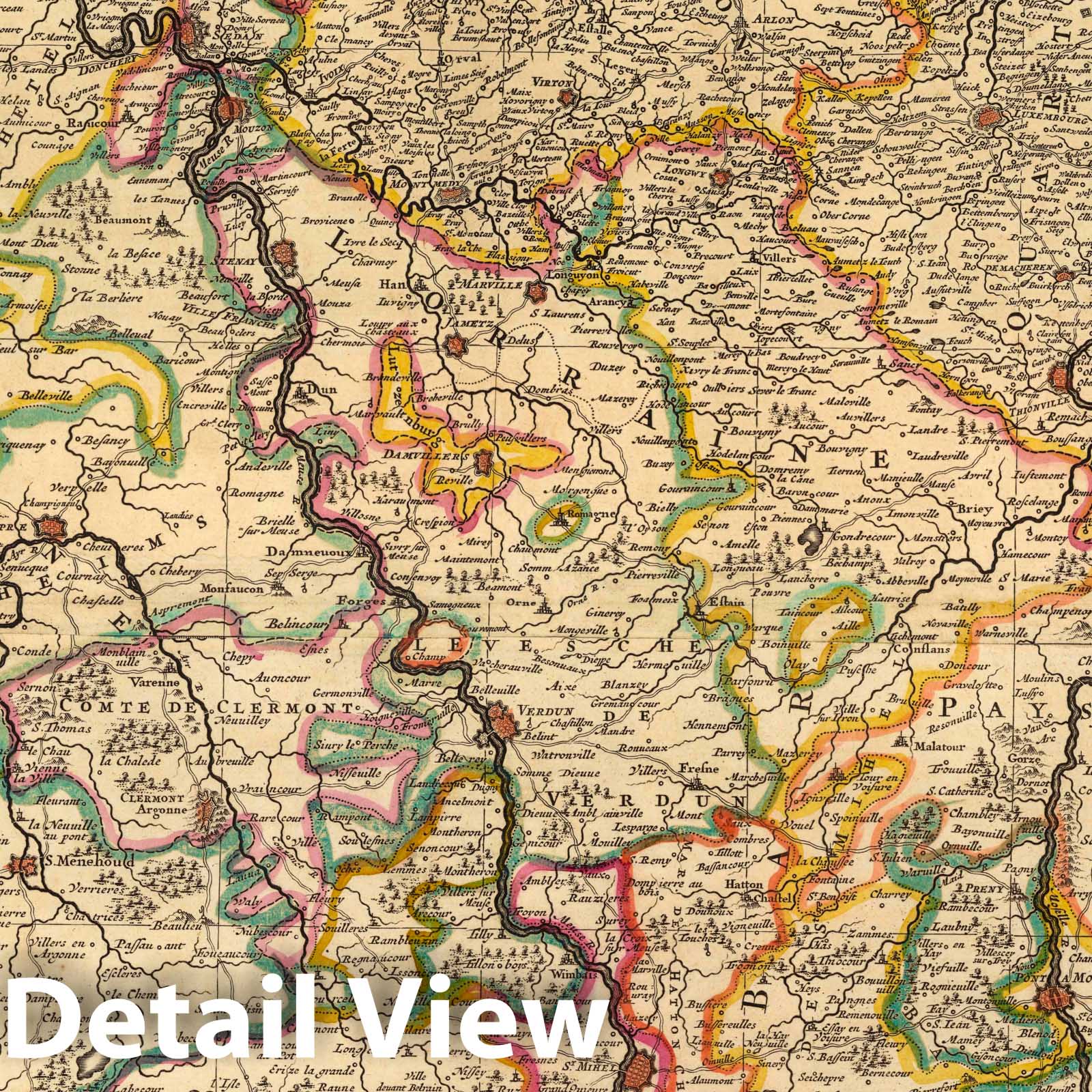 Theater of War: Rhine, Moselle, Main, Neckar, Meuse - 1708 Military Map Print
