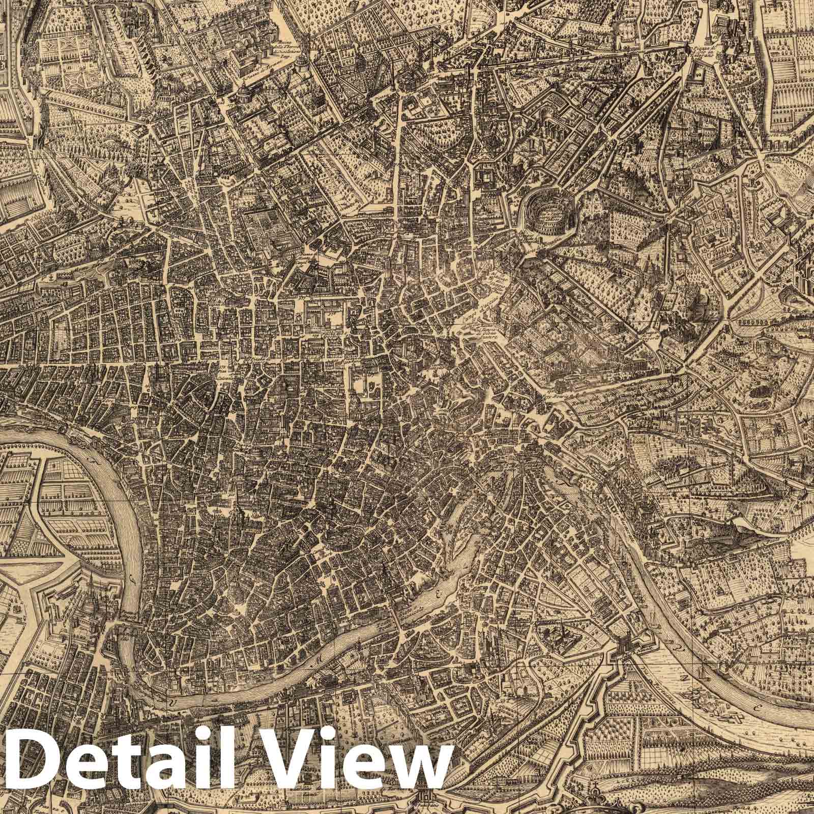 Rome Italy 1708 Historical Map Print