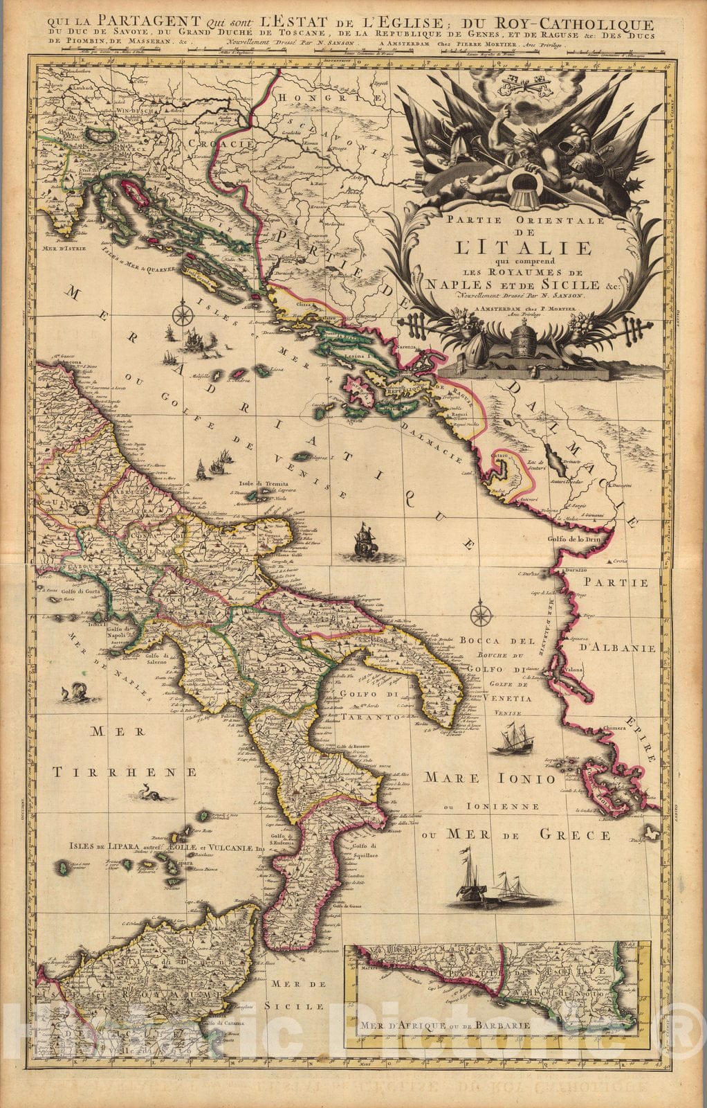 Historic Map : Southern ItalyPartie Orientale de Italie. 1708 , Vintage Wall Art