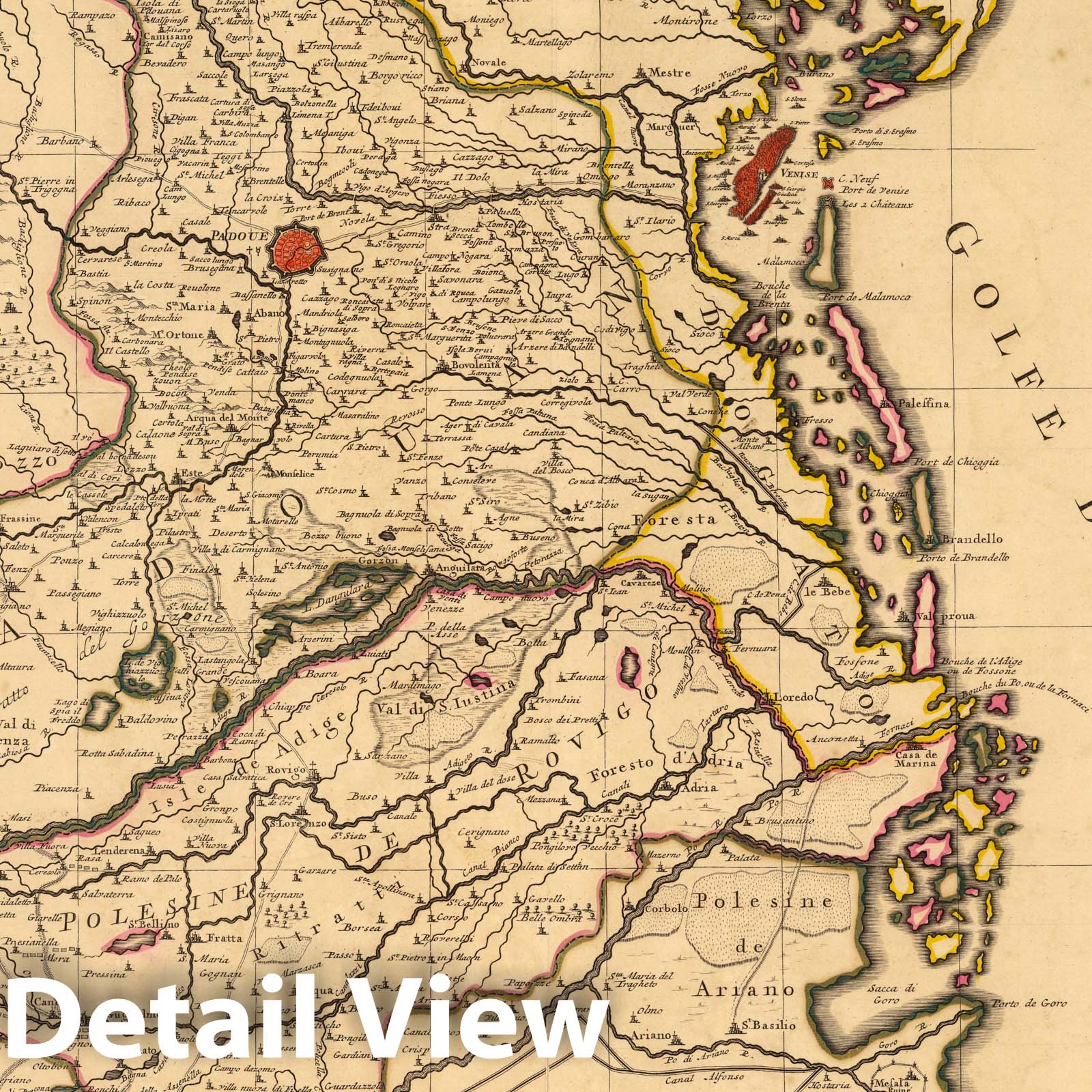 Padua and Rovigo, Venice, 1708 - Historical Map Reproduction