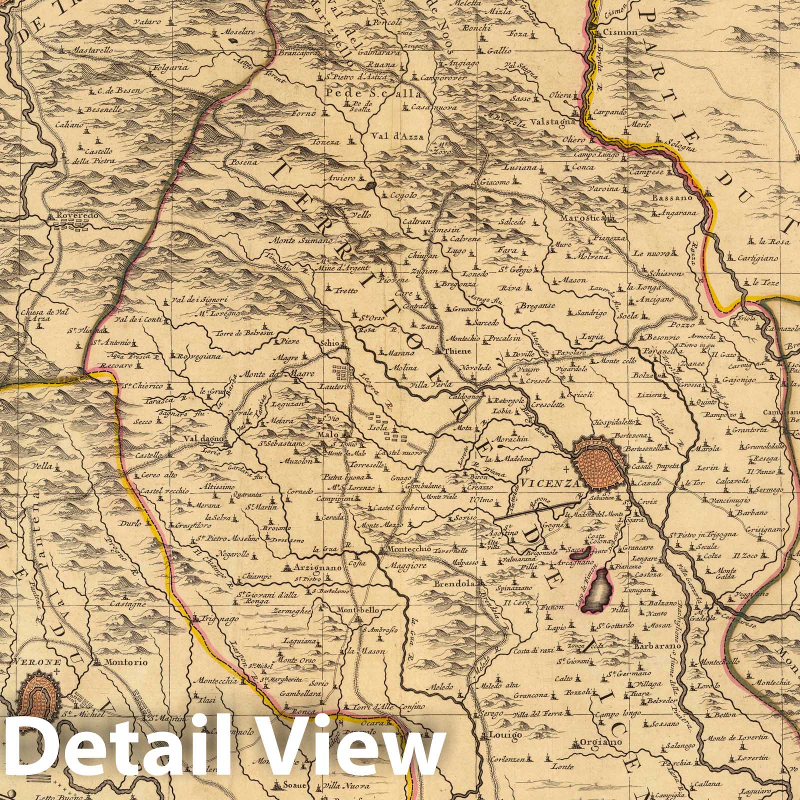 Vicenza, Italy 1708 Historical Map Print - Atlas Nouveau