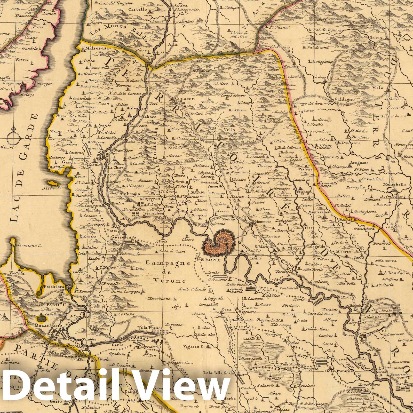 Verona, Italy 1708 - Historical Map Print from Atlas Nouveau