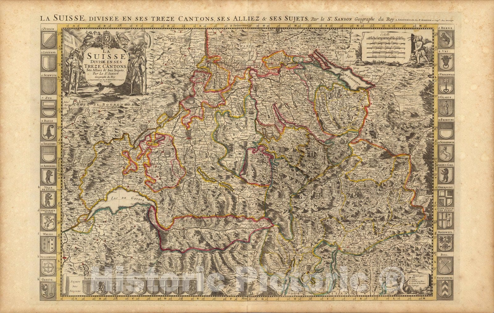Historic Map : Switzerland,La Suisse. 1708 , Vintage Wall Art