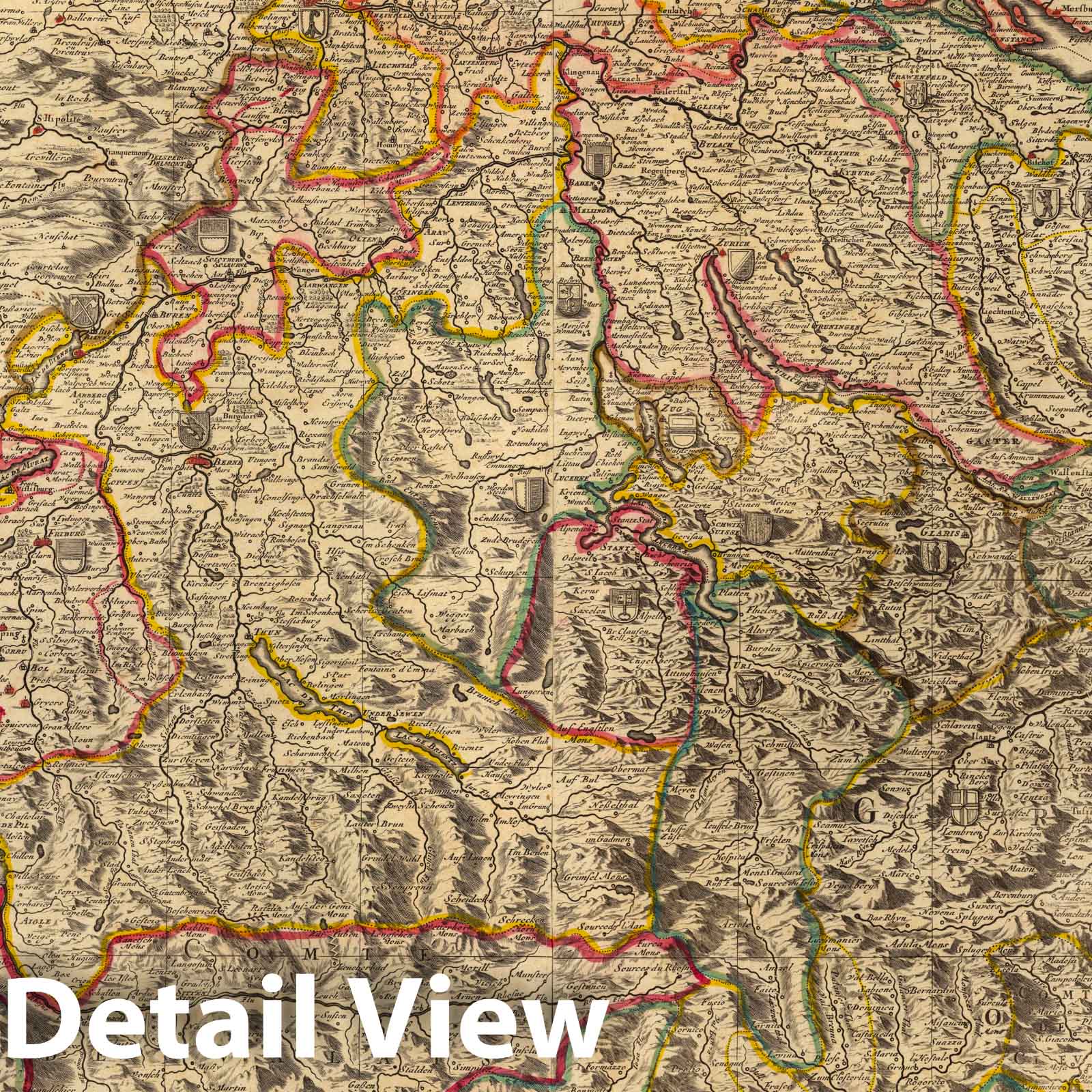 Switzerland 1708 Historical Map Print