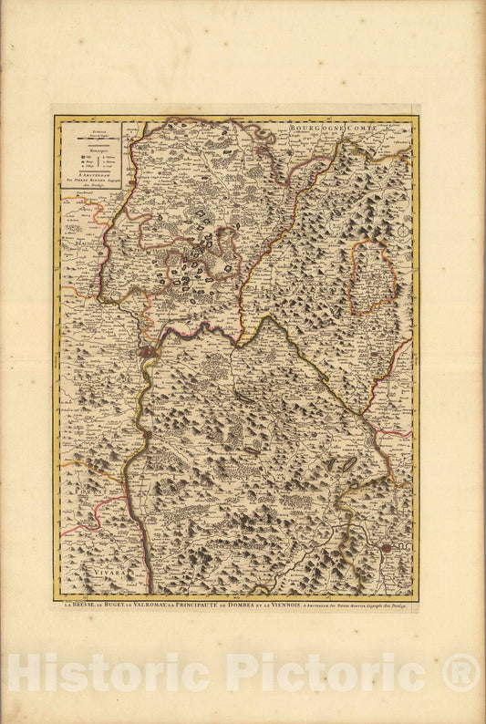 Historic Map : Lyon , FranceLa Bresse, Le Bugey. 1708 , Vintage Wall Art