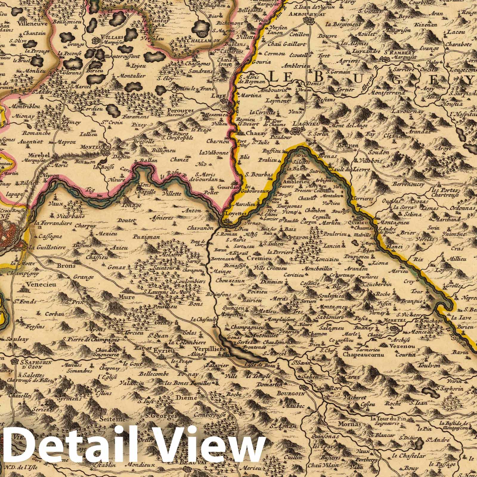 Bresse and Bugey Region, France, 1708 - Historical Map Print