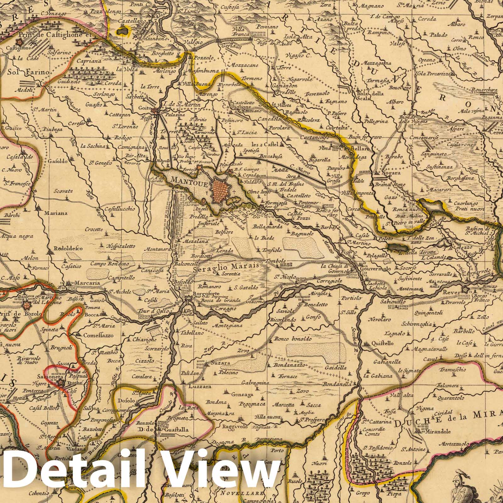 Mantua, Italy - Military Map, 1708 - Historical Map Print