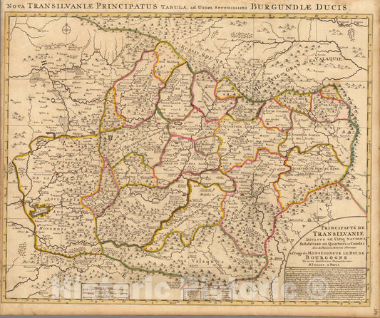 Historic Map : Transylvania (Romania)Nova Transilvaniae Principatus. 1708 , Vintage Wall Art
