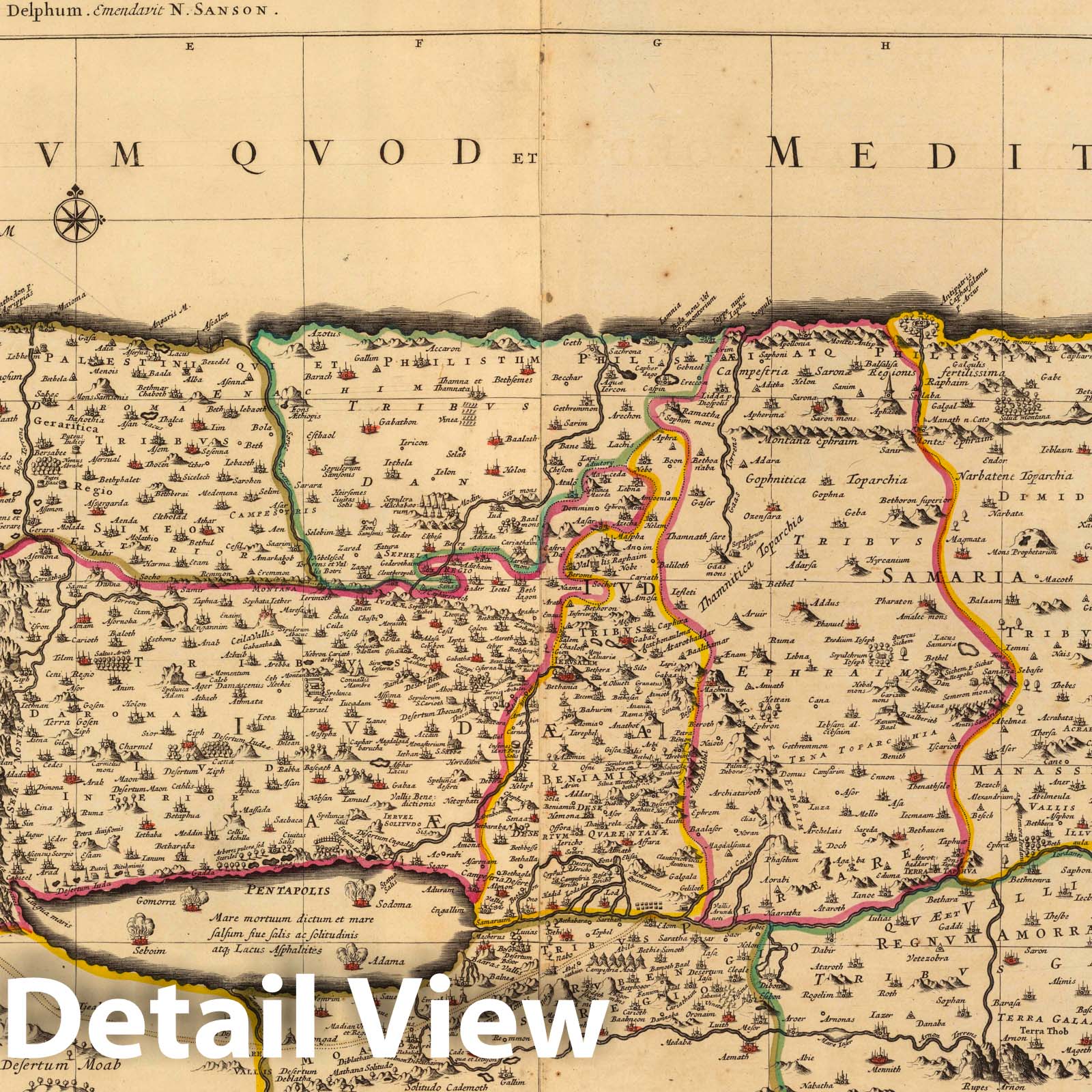 Holy Land, 1708 - Historical Map Print from Atlas Nouveau