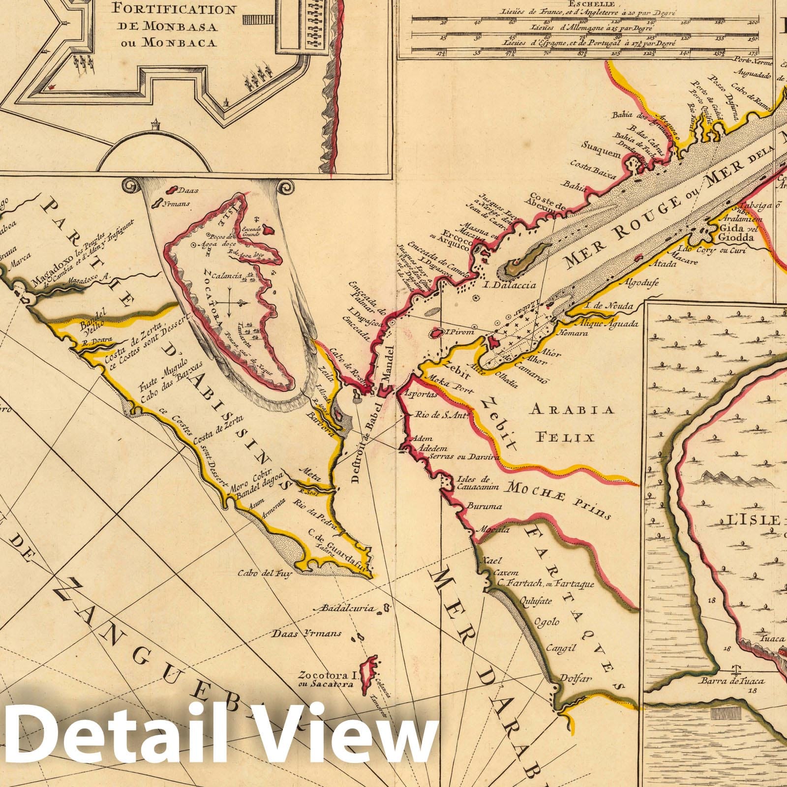 Red Sea, 1708 - Historical Map Print from Atlas Nouveau