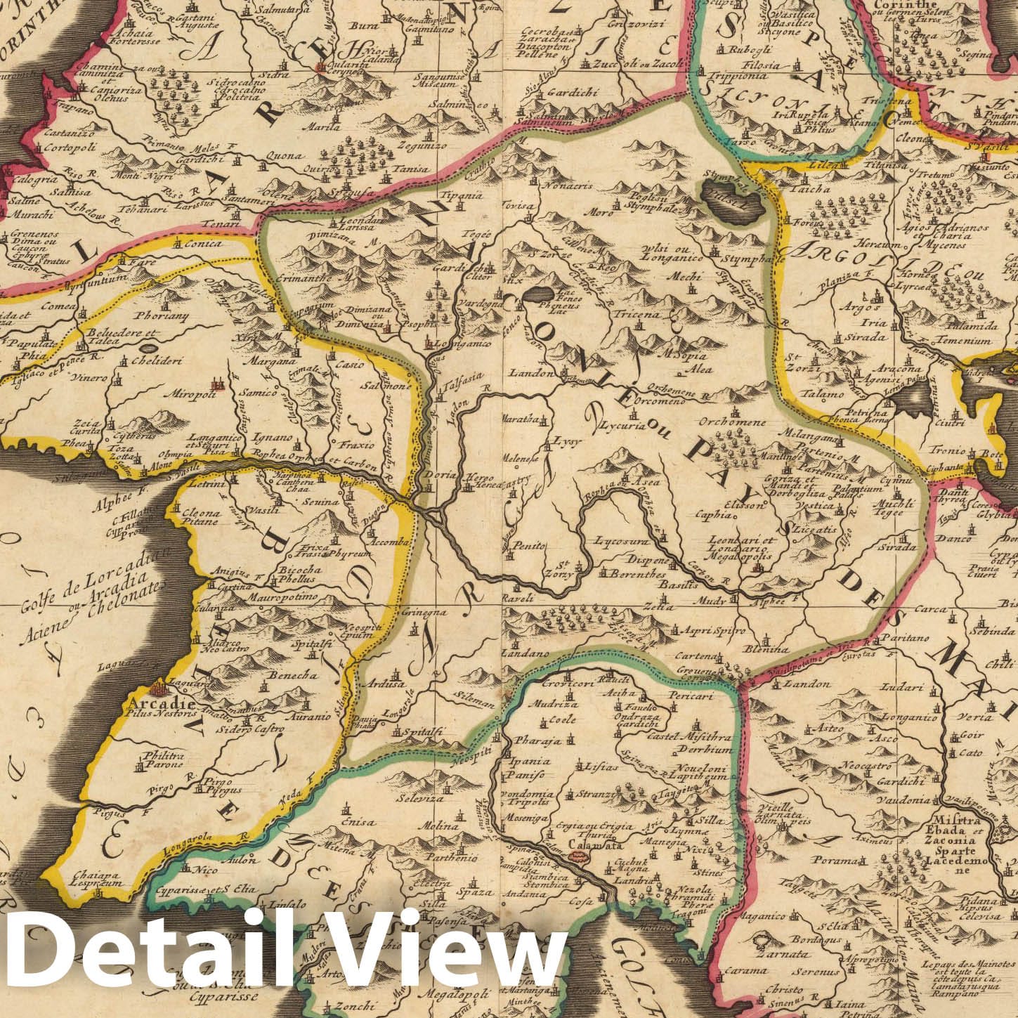 Historic Map : Peloponnesian Peninsula (Greece)La Moree. 1708 , Vintage Wall Art