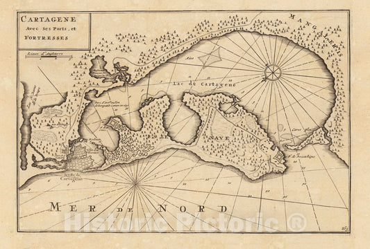 Historic Map : World Atlas Map, Cartagene. 1708 - Vintage Wall Art