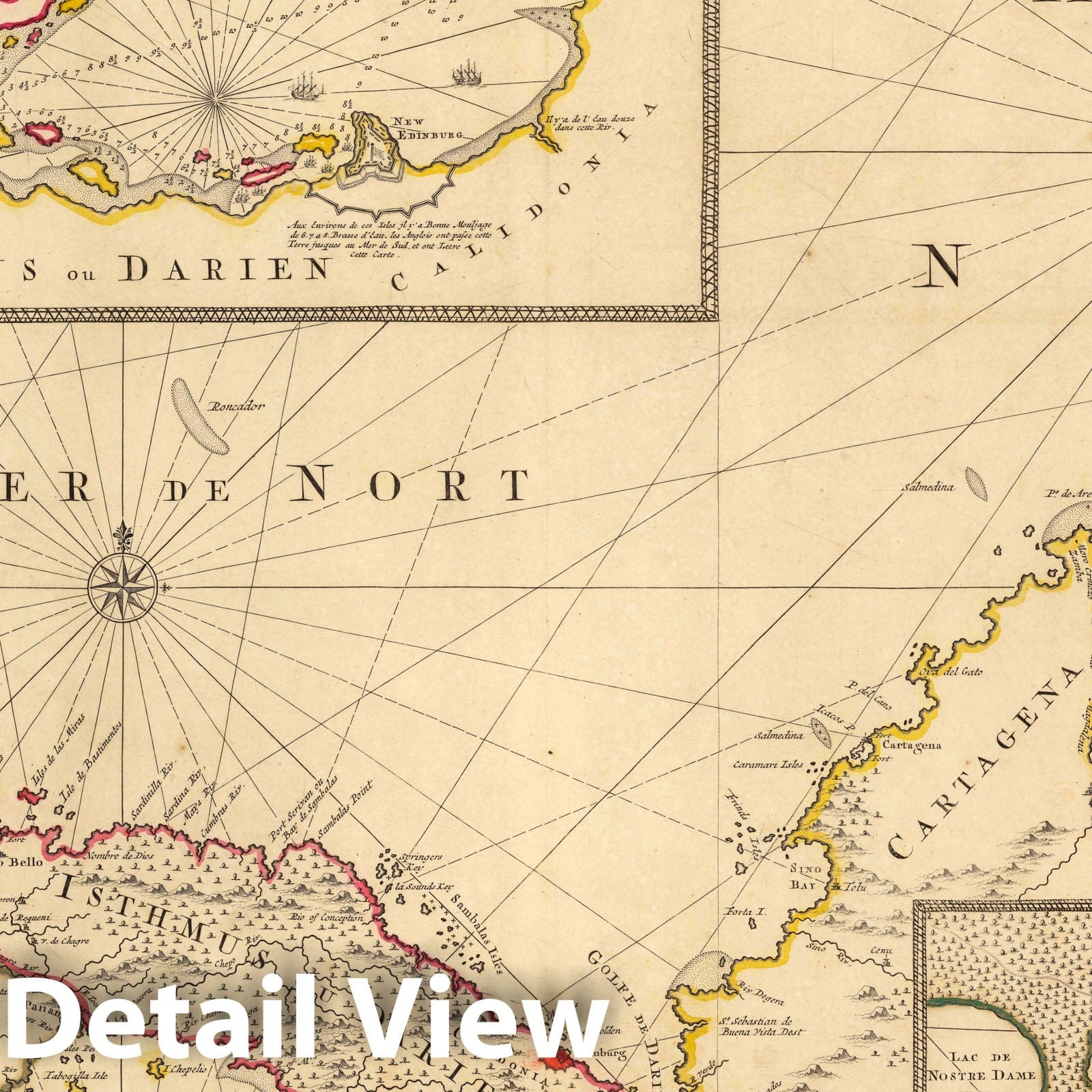 Isthmus of Darien, Panama, 1708 - Historical Map Print