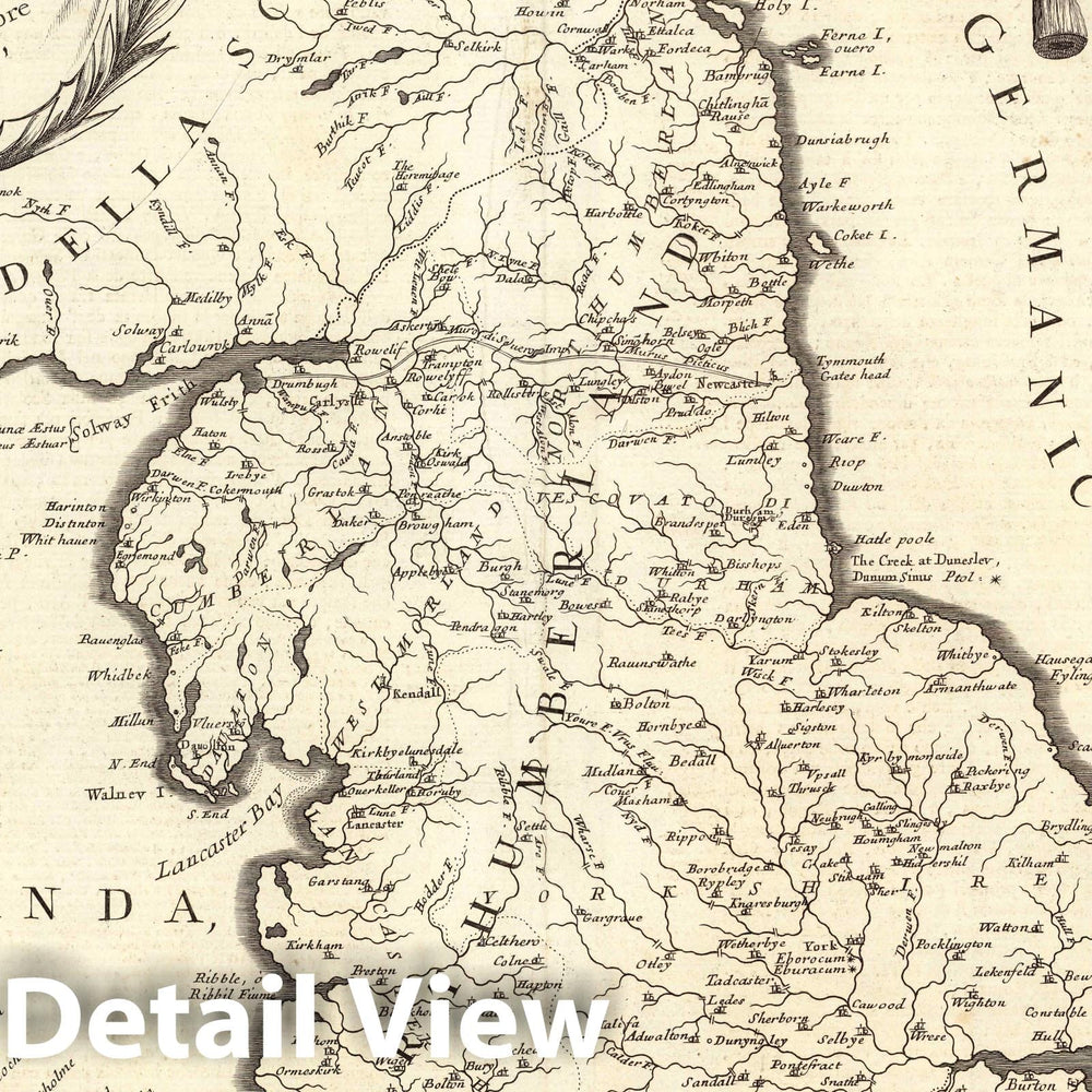 Historic Map : England,Parte settentrionale del regno d'Inghilterra 1697 , Vintage Wall Art