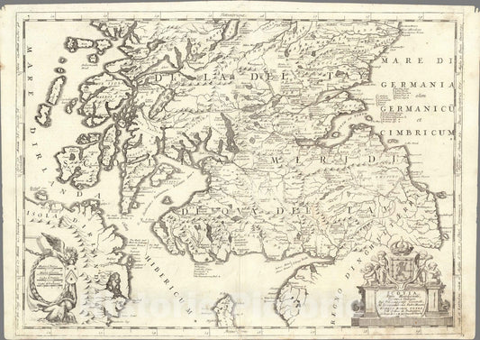 Historic Map : Scotland,Scotia, Parte Meridionale 1697 , Vintage Wall Art