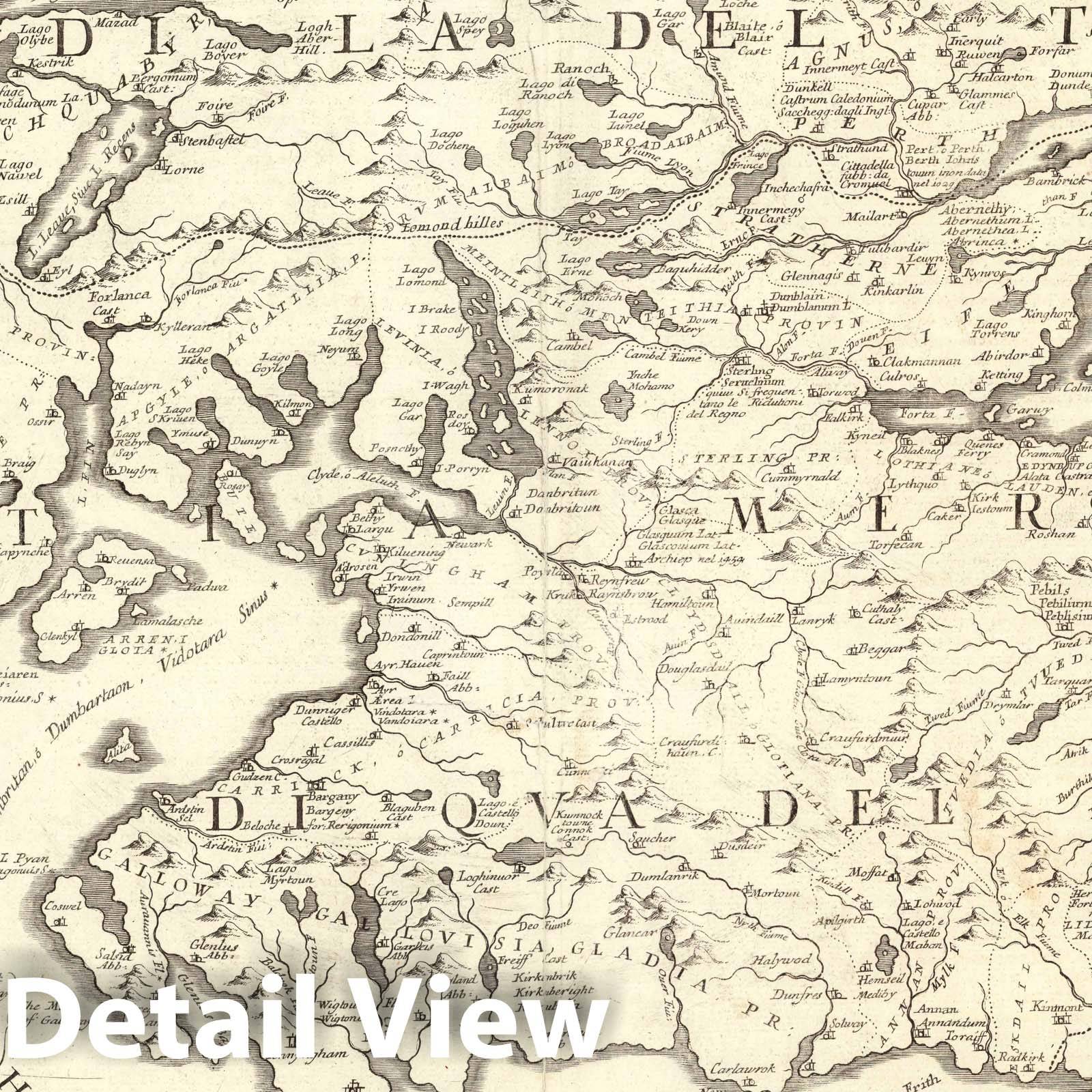 Southern Scotland - Survey Map, 1697 - Coronelli Isolario Atlante Veneto