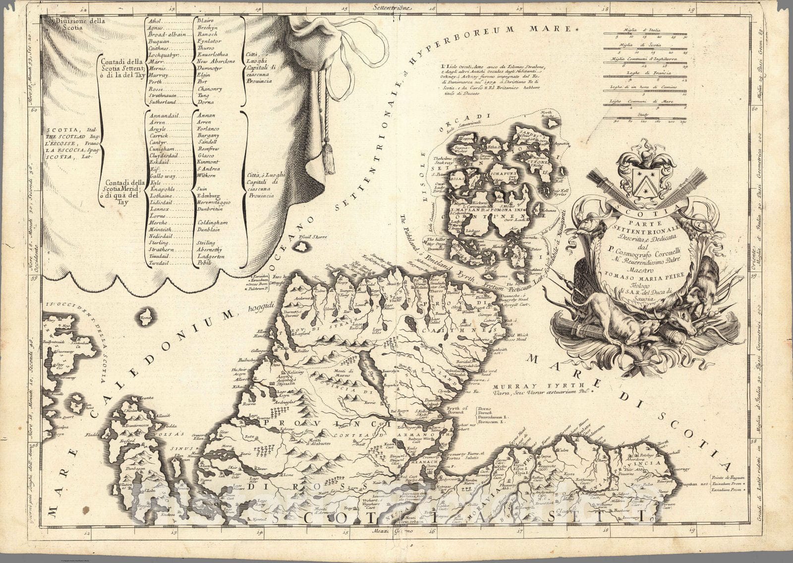 Historic Map : Scotland,Scotia parte settentrionale 1697 , Vintage Wall Art