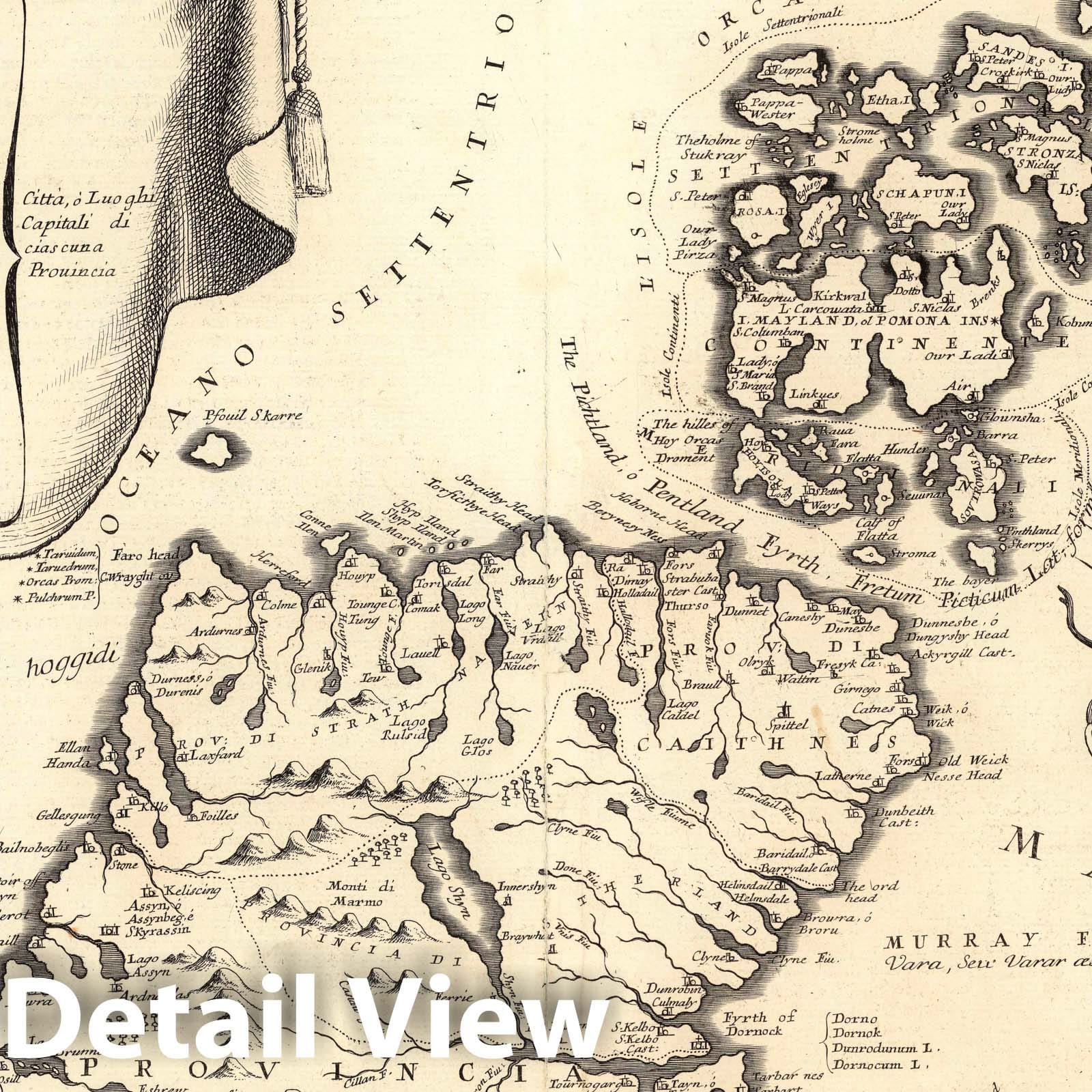 Historic Map : Scotland,Scotia parte settentrionale 1697 , Vintage Wall Art