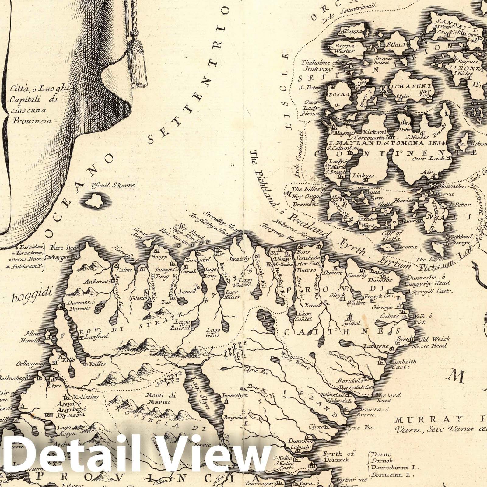 Scotland, Northern Part - 1697 Historical Map Print by Coronelli