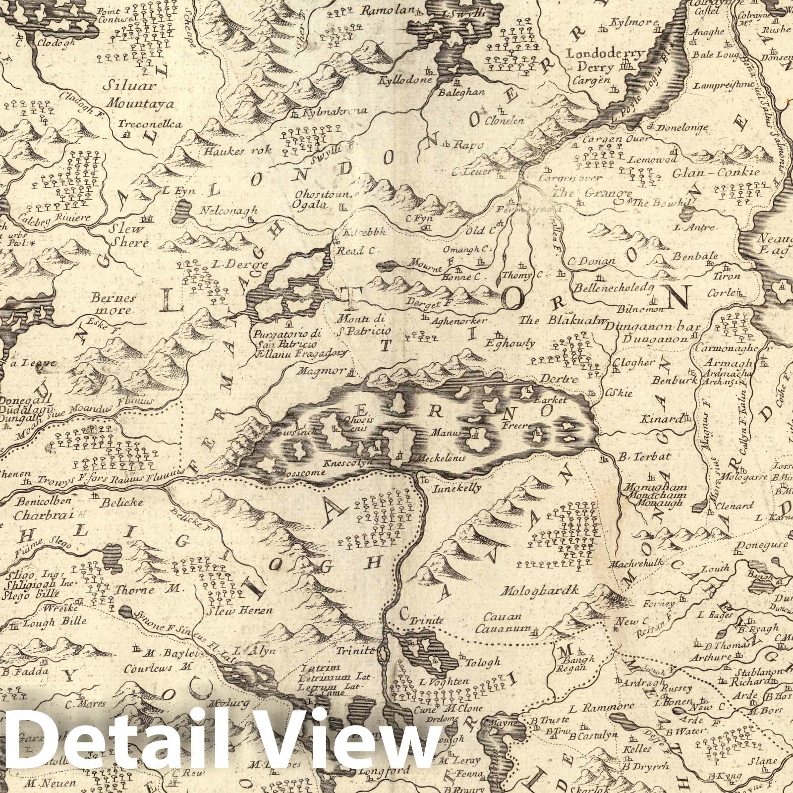 Northern Ireland - Survey Map, 1697 - Coronelli Historical Map Print