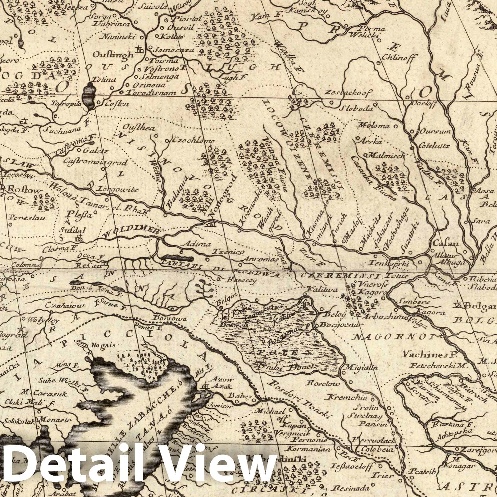 Eastern Europe - Survey Map, 1697 - Coronelli Historical Map Print