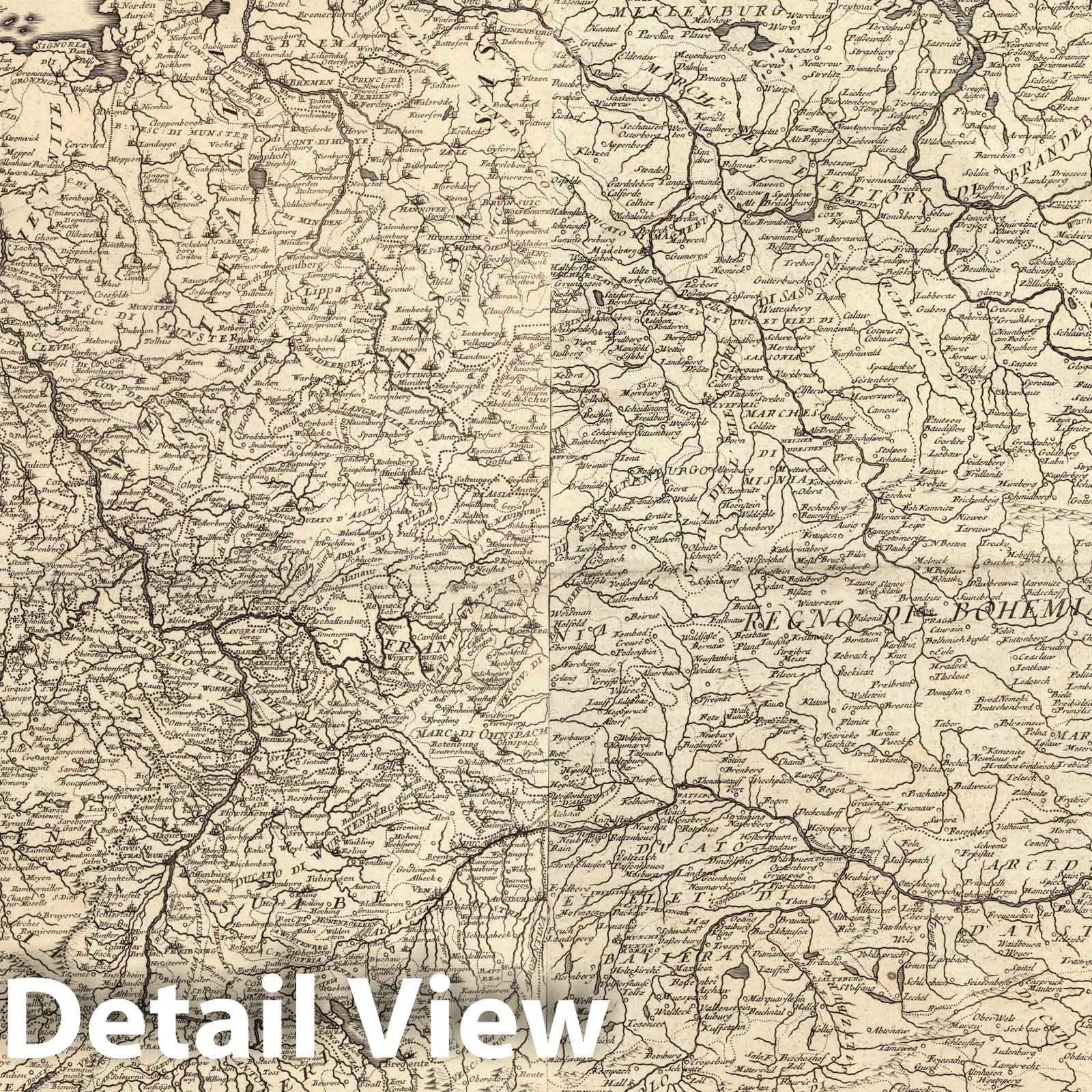 Eastern Germany and Western Germany - 1697 Historical Map Print