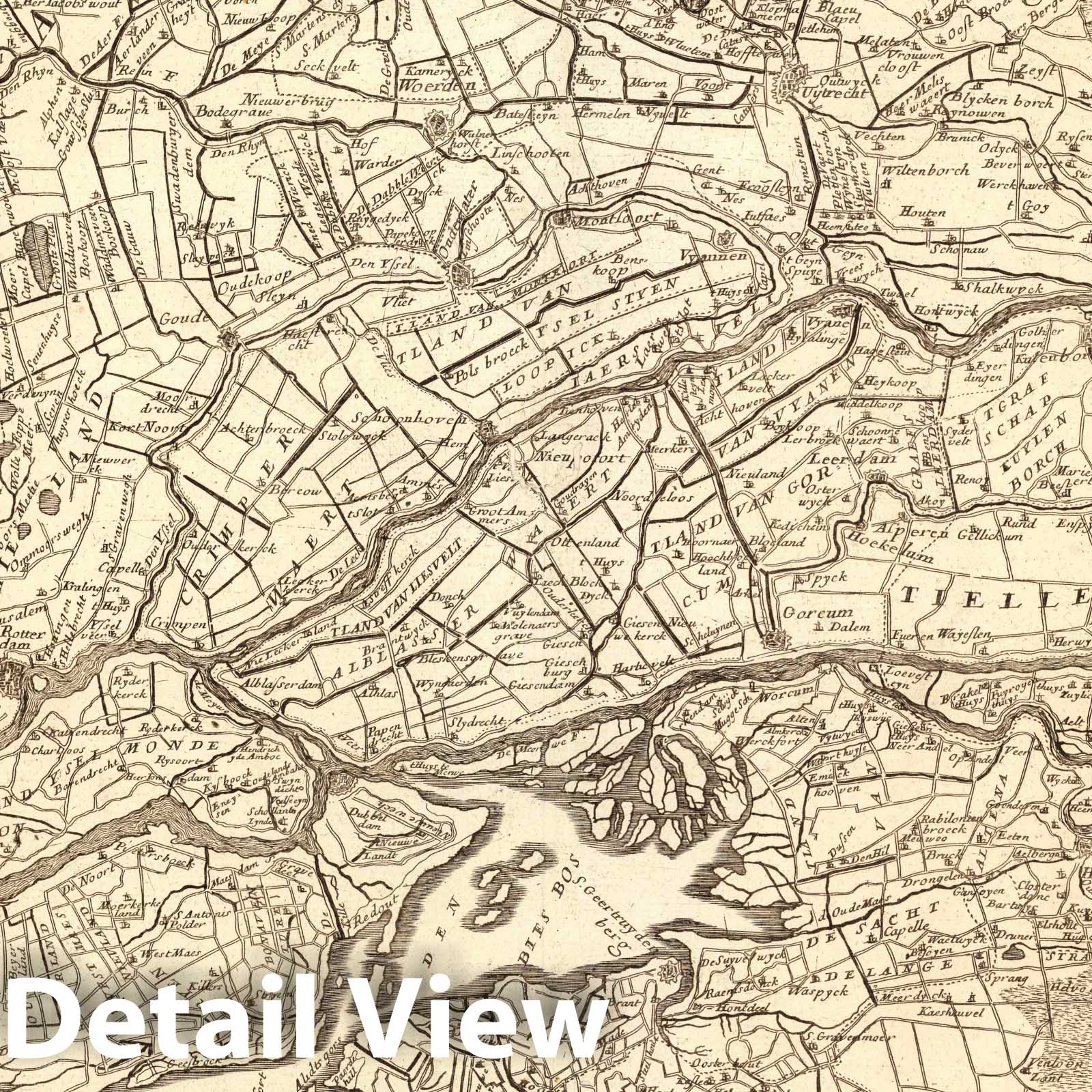 Southern Holland - Road Map, 1697 - Historical Map Print