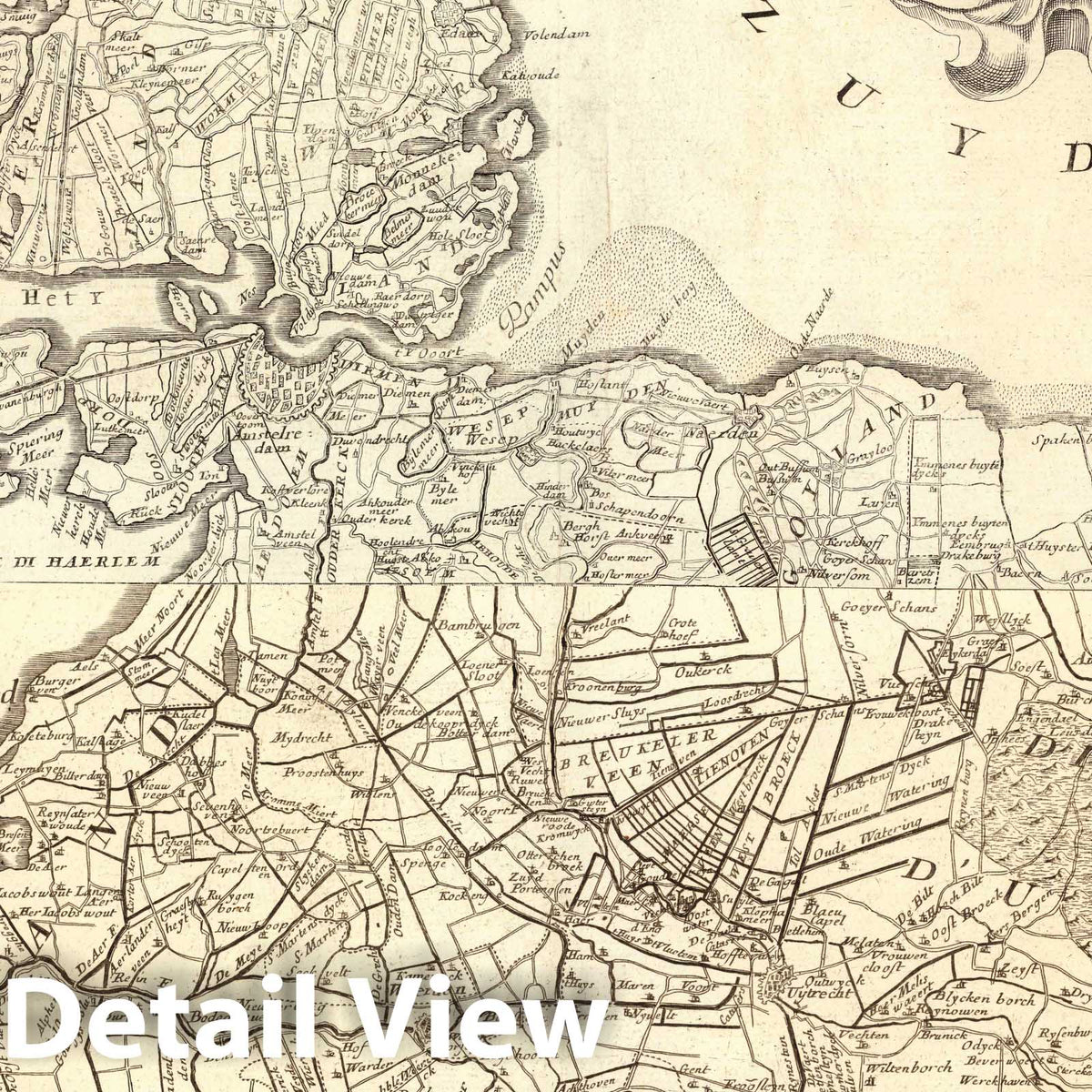 Holland, Northern and Southern Parts - Survey Map, 1697 - Historical Map Print