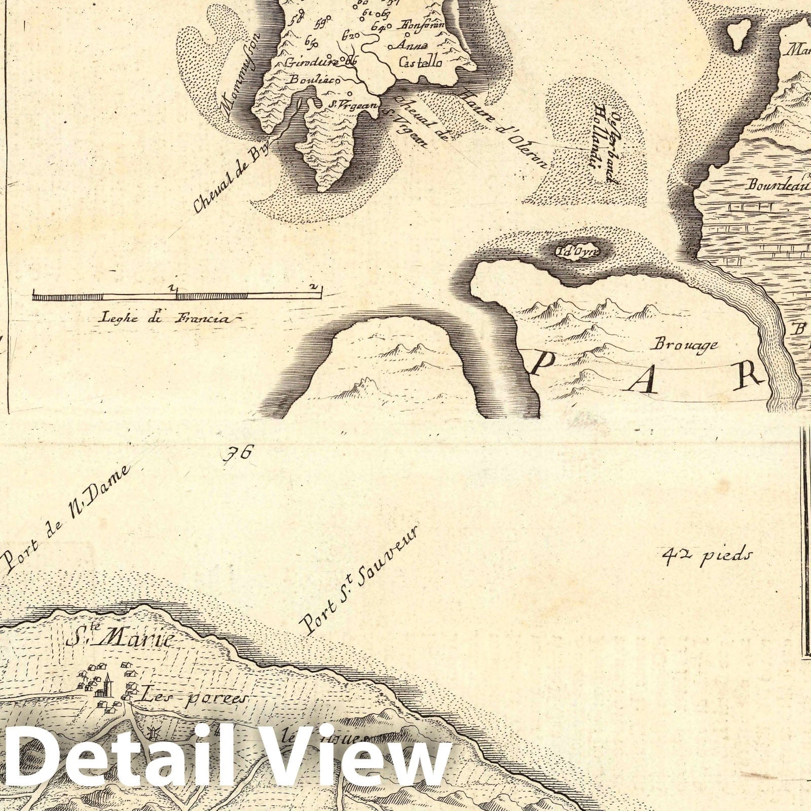 Ile d'Oleron and Ile de Re, France - Road Map, 1697 - Historical Map Print